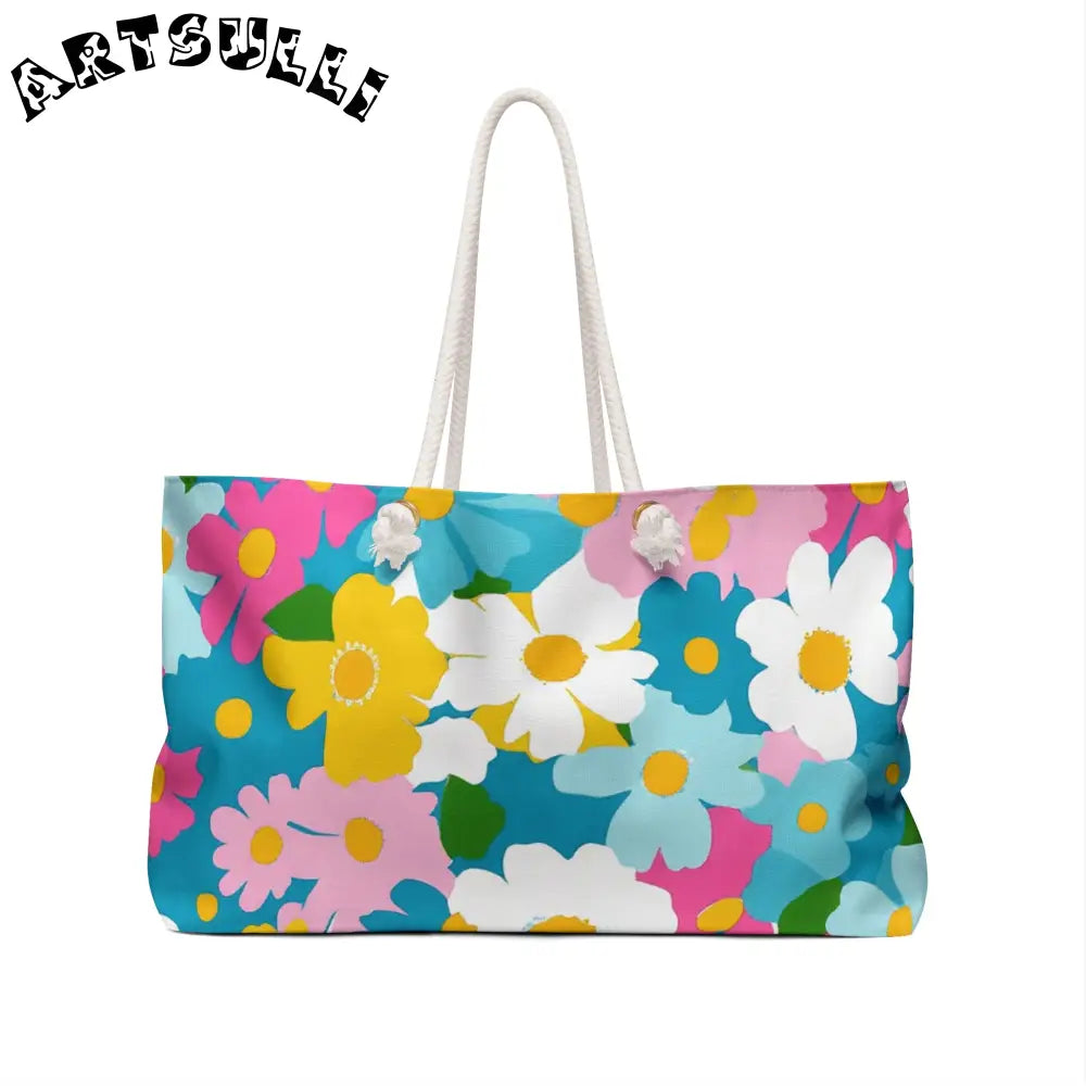 Muted Pastel Floral Oversized Weekender Tote, Artsulli - Art is Long, Life is Short, Bags, , , , , , , 