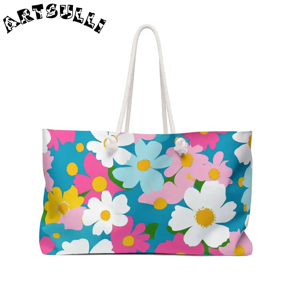 Muted Pastel Floral Oversized Weekender Tote, Artsulli - Art is Long, Life is Short, Bags, Size, 24" × 13", , , , , 53952569444414