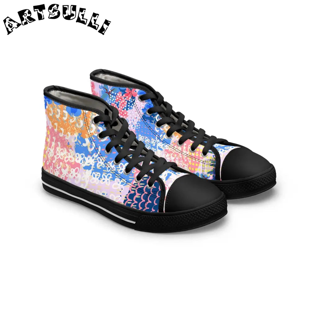 Muted Pastel Womens High Top Breathable Canvas Sneakers, Artsulli - Art is Long, Life is Short, Shoes, Size, US 5.5, Color, Black sole, , , 32484623977484171558