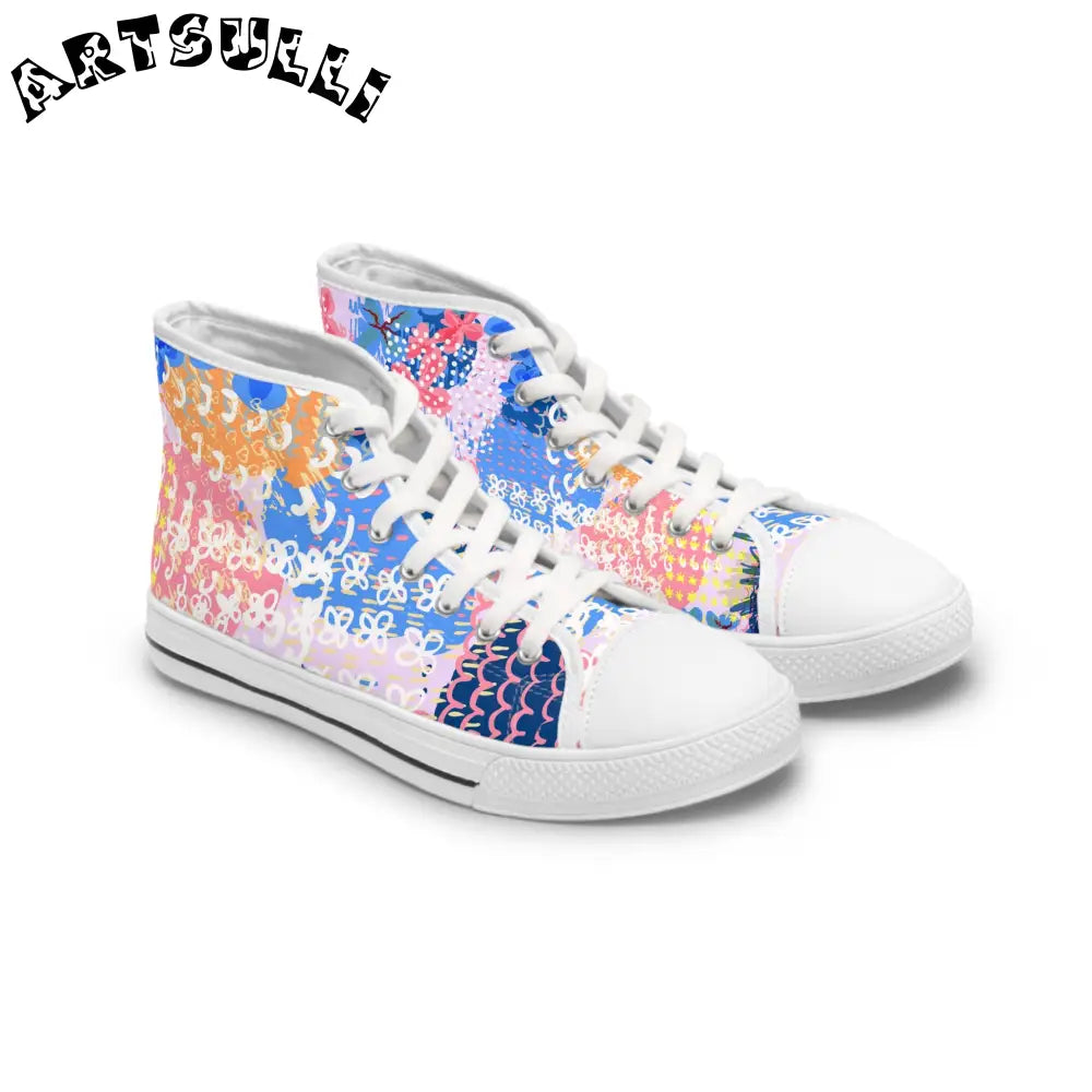 Muted Pastel Womens High Top Breathable Canvas Sneakers, Artsulli - Art is Long, Life is Short, Shoes, Size, US 5.5, Color, White sole, , , 19373592935439833378