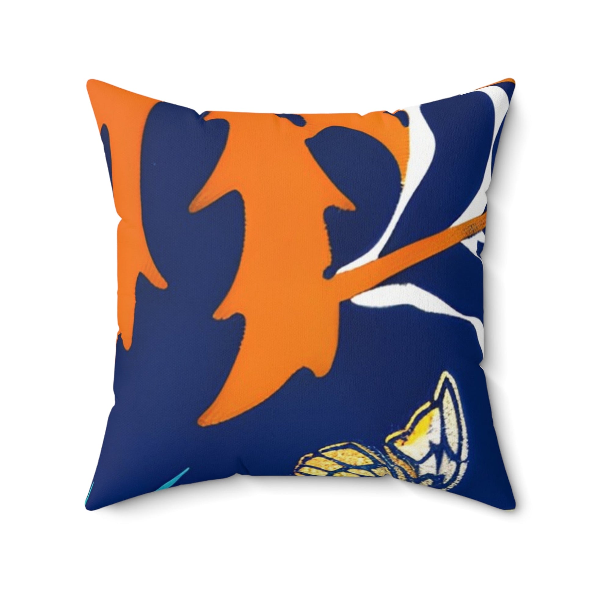 Navy and Orange Autumn Leaves Throw Pillow, Artsulli - Art is Long, Life is Short, Home Decor, Size, 20" × 20", , , , , 58852095049186745010