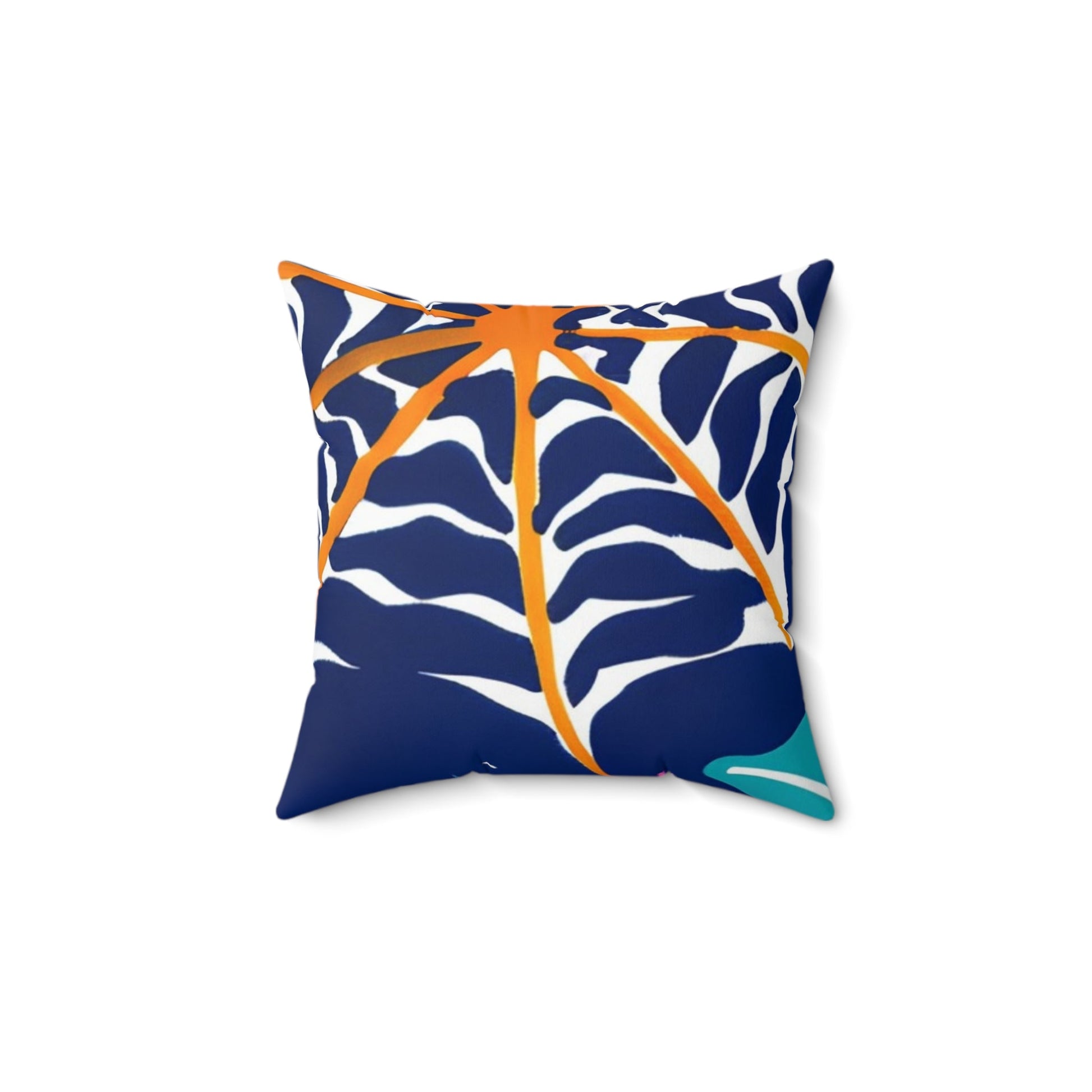 Navy and Orange Autumn Leaves Throw Pillow, Artsulli - Art is Long, Life is Short, Home Decor, , , , , , , 