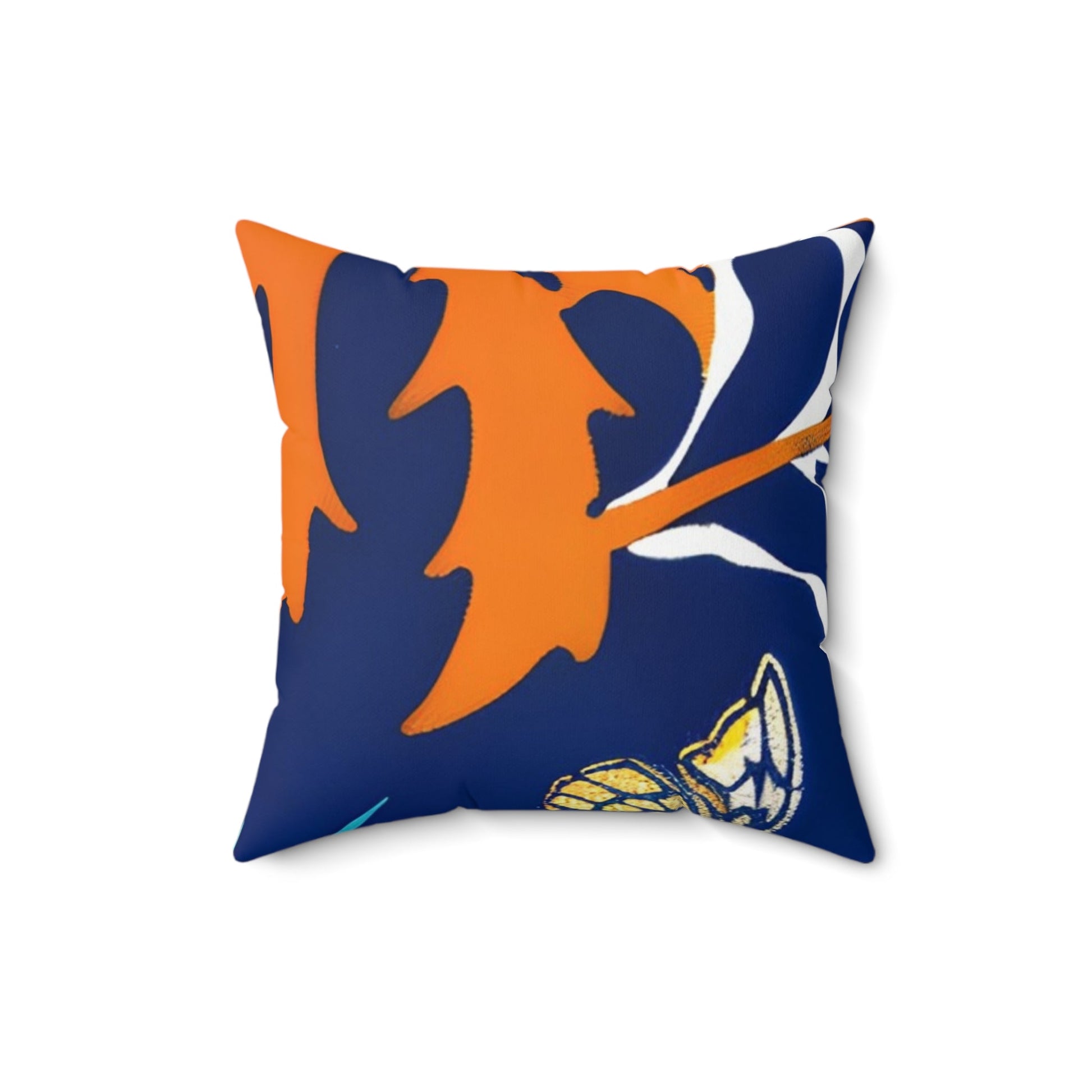 Navy and Orange Autumn Leaves Throw Pillow, Artsulli - Art is Long, Life is Short, Home Decor, Size, 16" × 16", , , , , 71934014899046986378