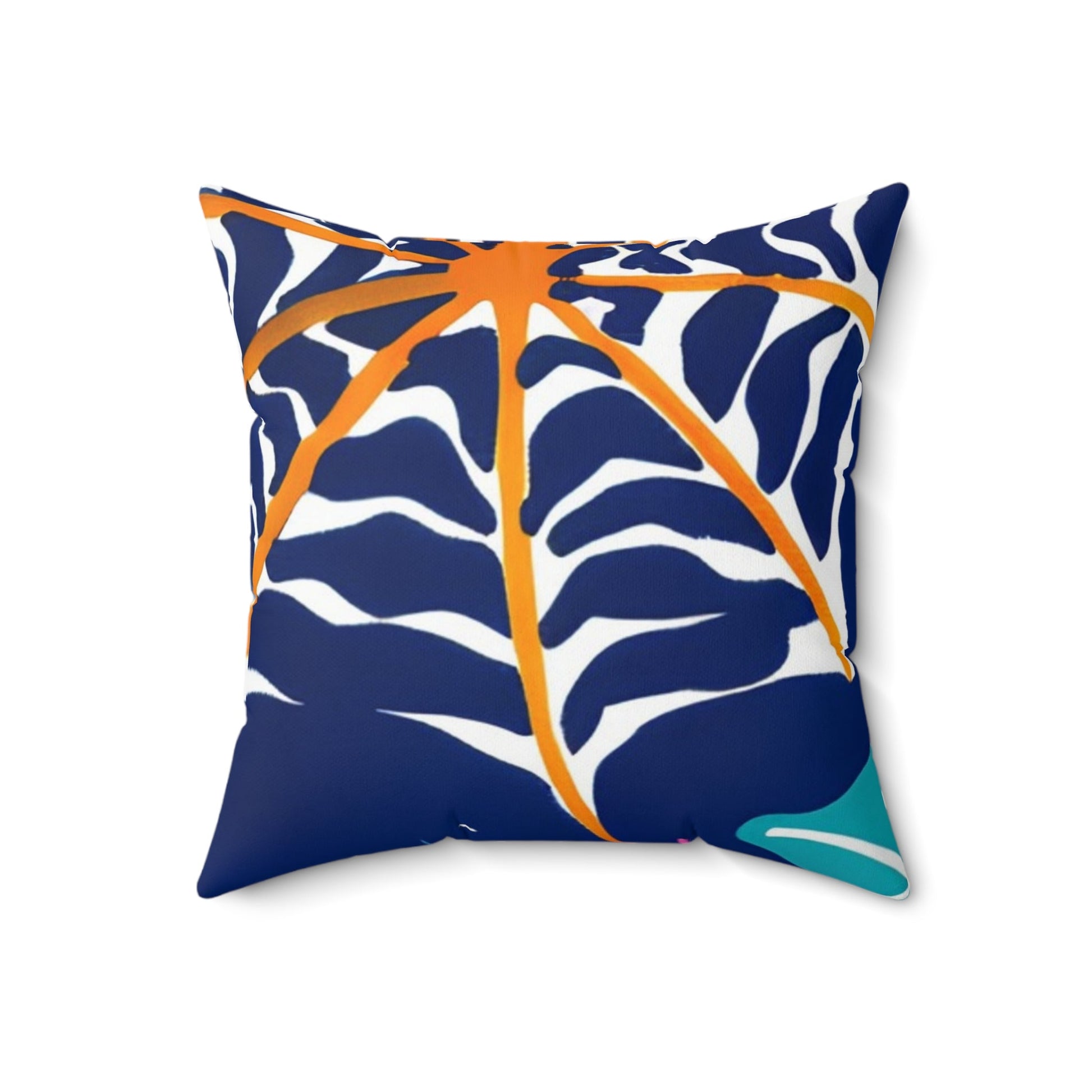 Navy and Orange Autumn Leaves Throw Pillow, Artsulli - Art is Long, Life is Short, Home Decor, , , , , , , 