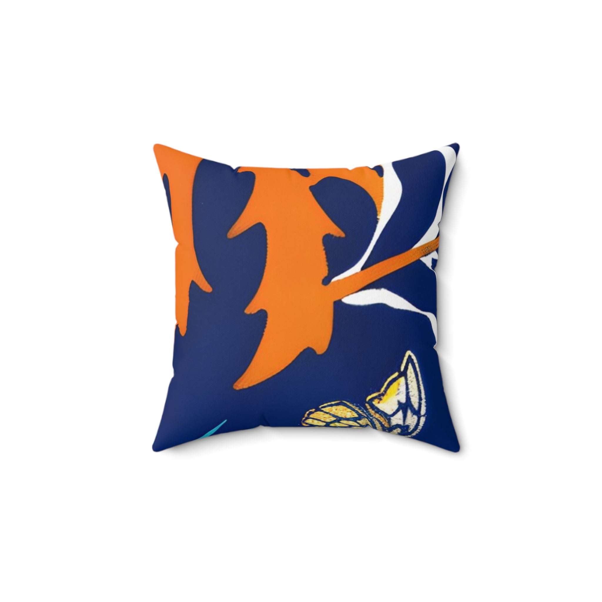 Navy and Orange Autumn Leaves Throw Pillow, Artsulli - Art is Long, Life is Short, Home Decor, Size, 14" × 14", , , , , 19007237938997048787