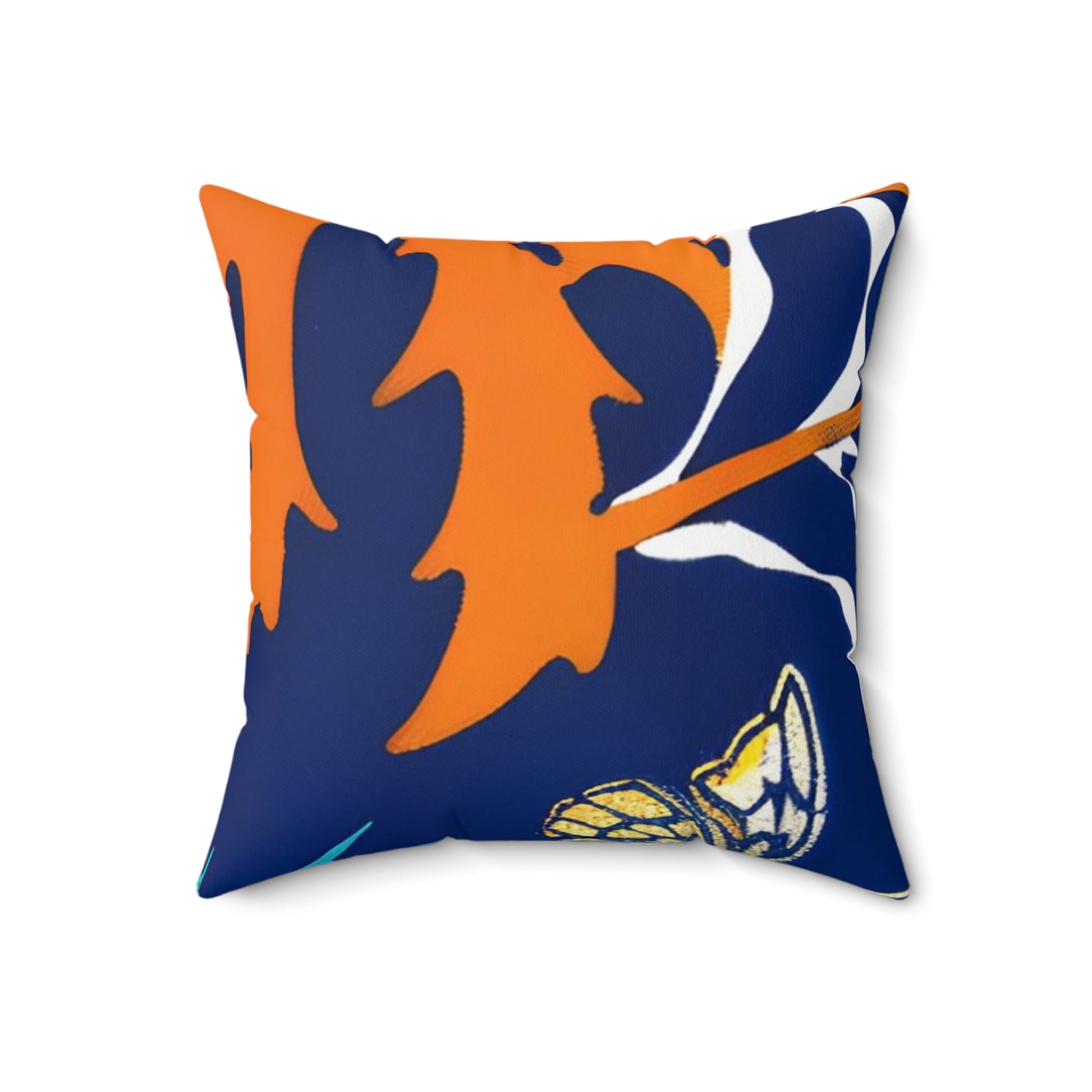 Navy and Orange Autumn Leaves Throw Pillow, Artsulli - Art is Long, Life is Short, Home Decor, Size, 18" × 18", , , , , 31311486474383410657