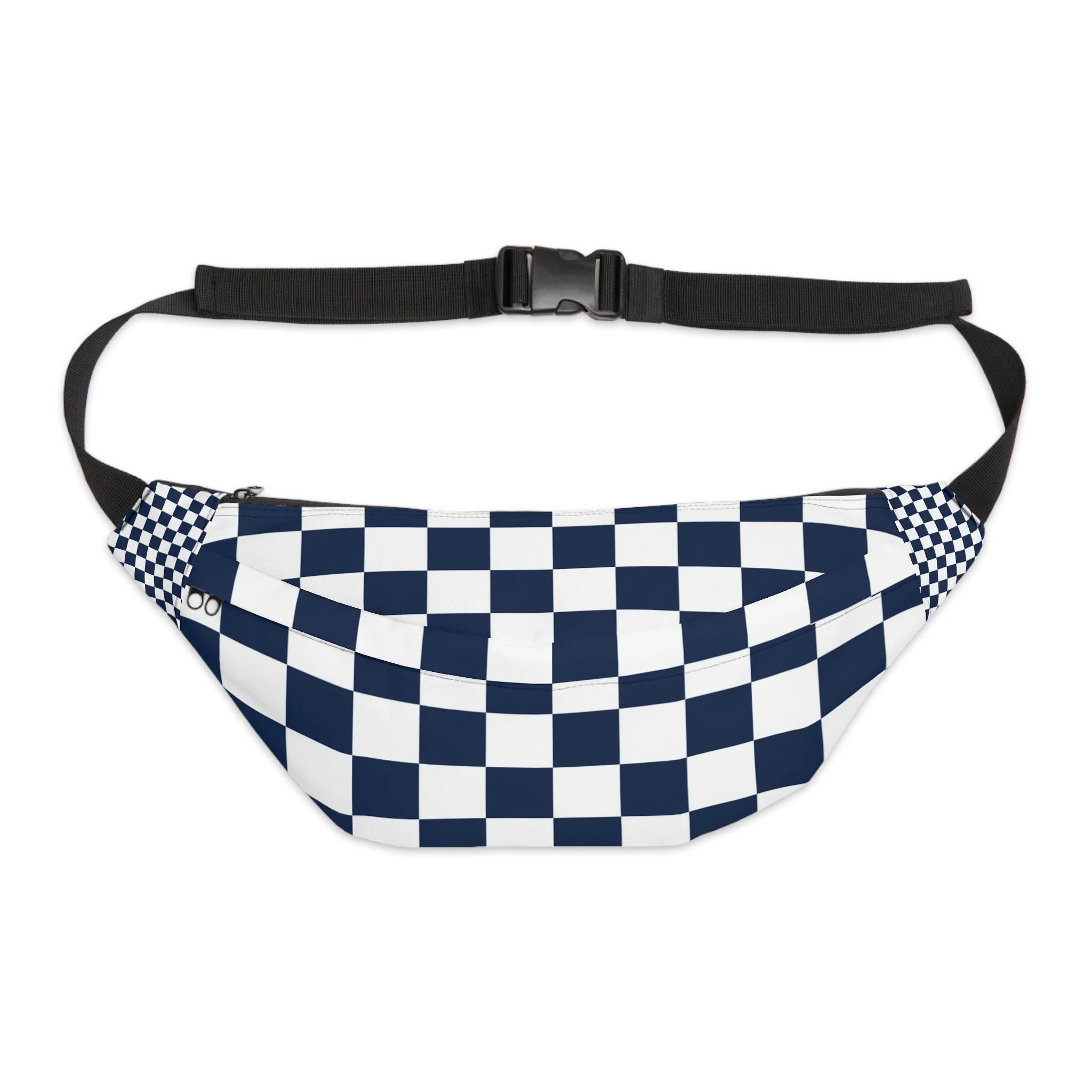Navy and White Checkered Print Fanny Pack, Artsulli - Art is Long, Life is Short, Bags, Size, 8" × 9" × 4'', , , , , 20198867566556788354