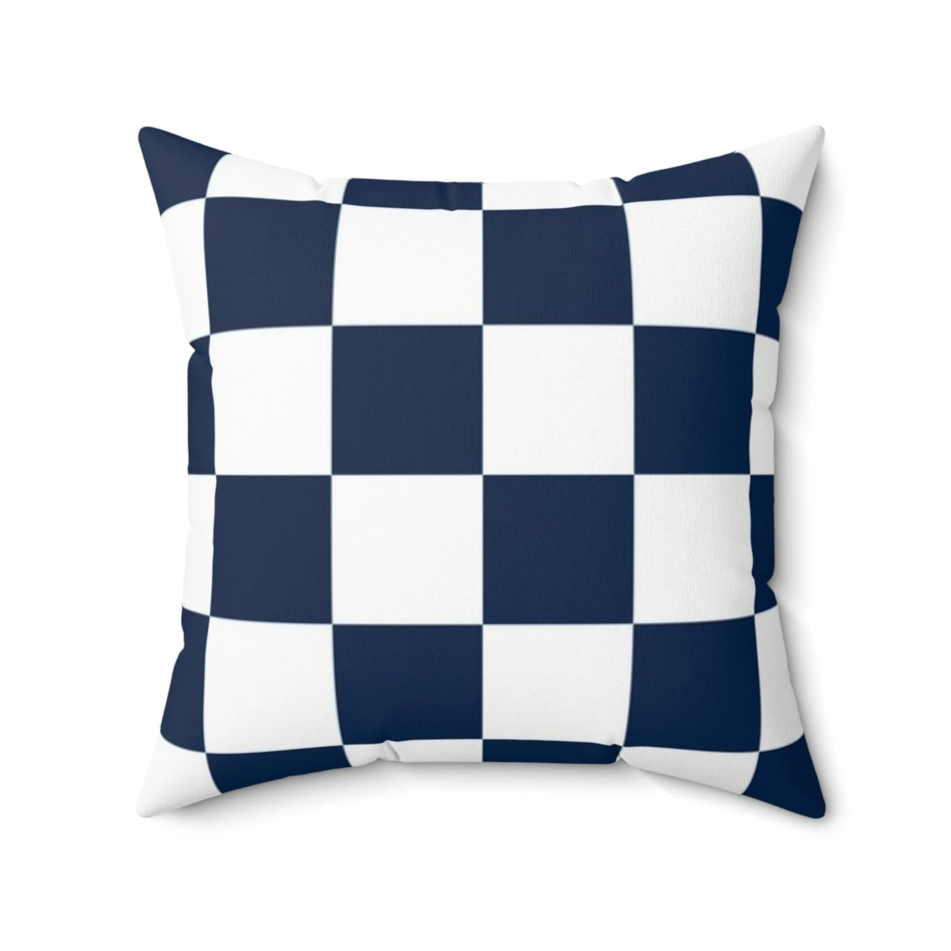 Navy Checkered Spun Polyester Square Pillow, Artsulli - Art is Long, Life is Short, Home Decor, Size, 20" × 20", , , , , 32937031483011036394