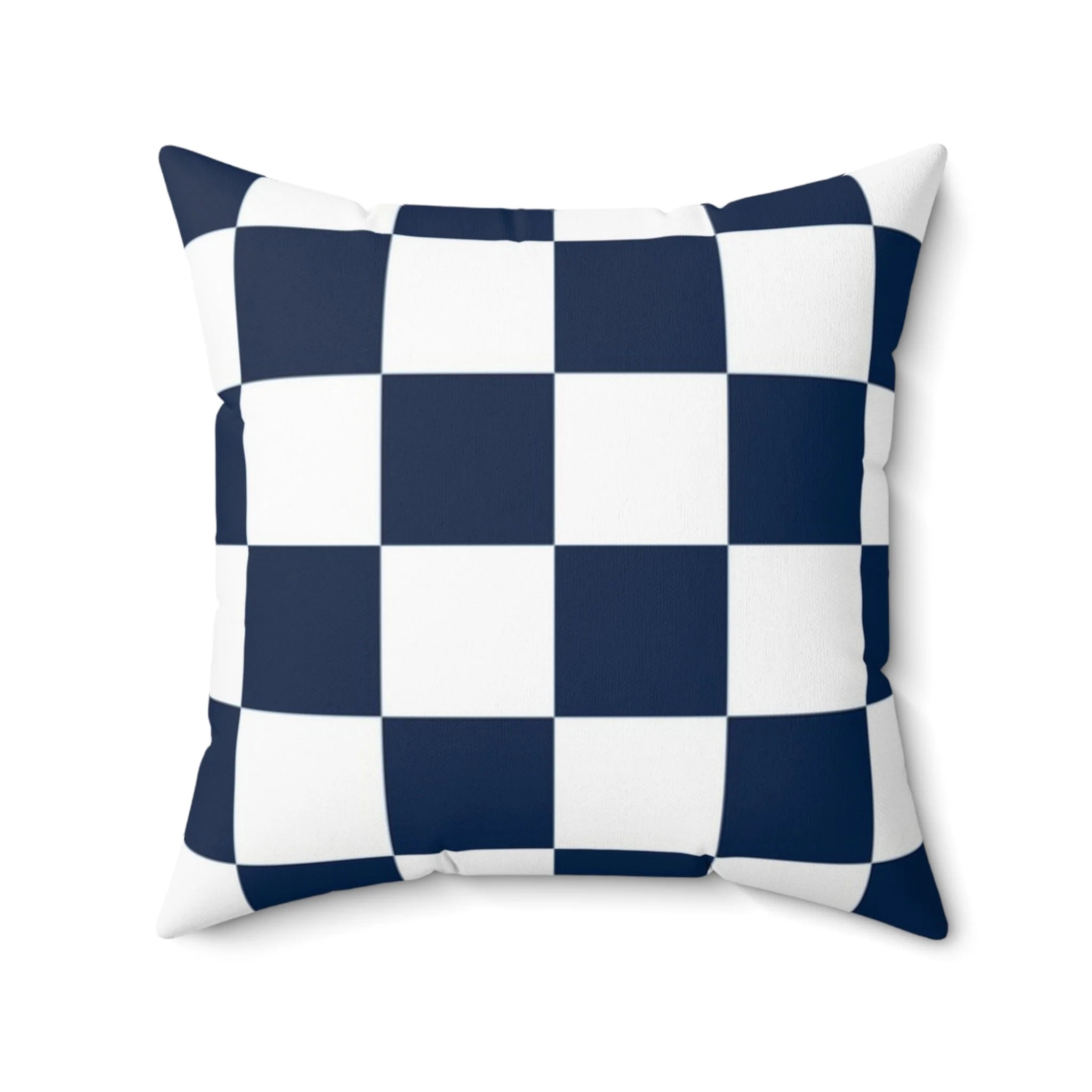 Navy Checkered Spun Polyester Square Pillow, Artsulli - Art is Long, Life is Short, Home Decor, Size, 20" × 20", , , , , 32937031483011036394