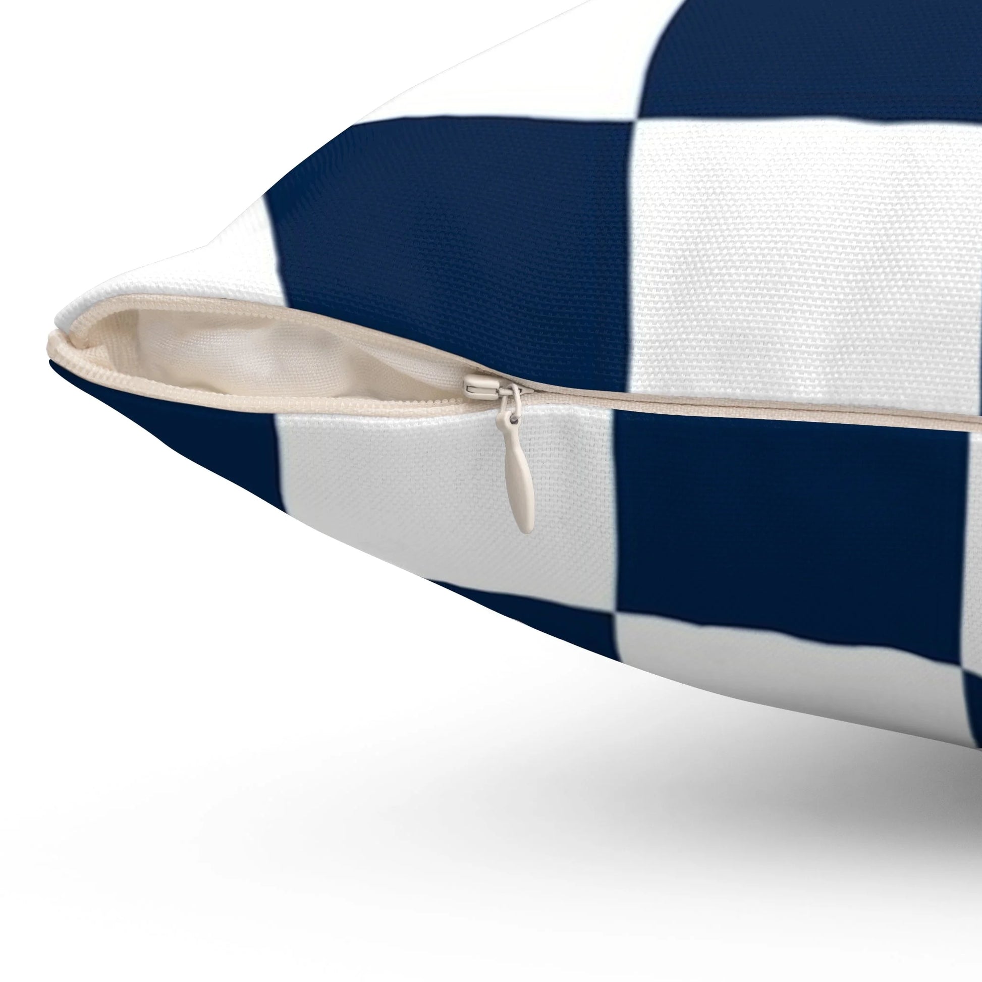 Navy Checkered Spun Polyester Square Pillow, Artsulli - Art is Long, Life is Short, Home Decor, , , , , , , 