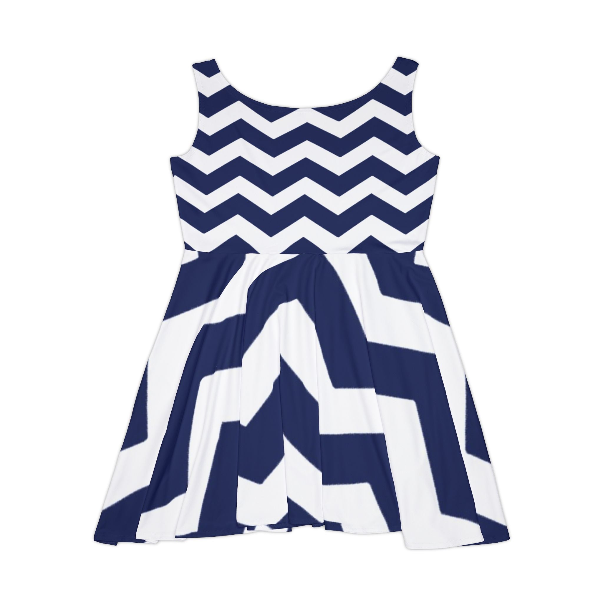 Printify Navy Chevron Sleeveless Skater Dress 2025