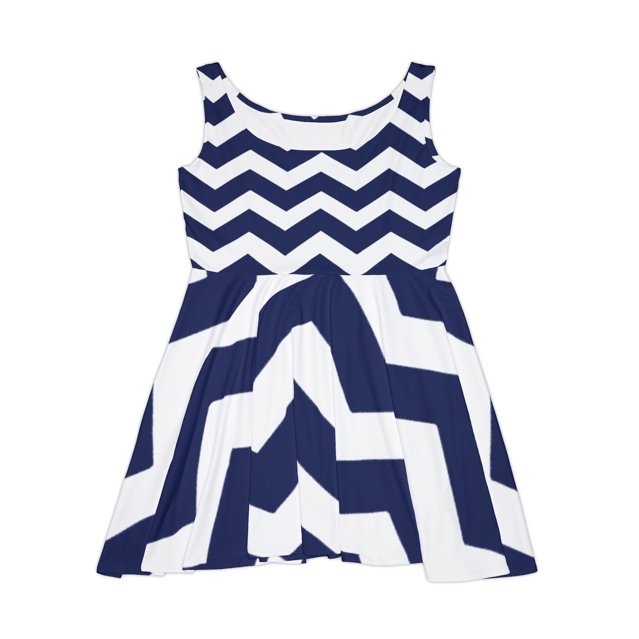 Printify Navy Chevron Sleeveless Skater Dress 2025