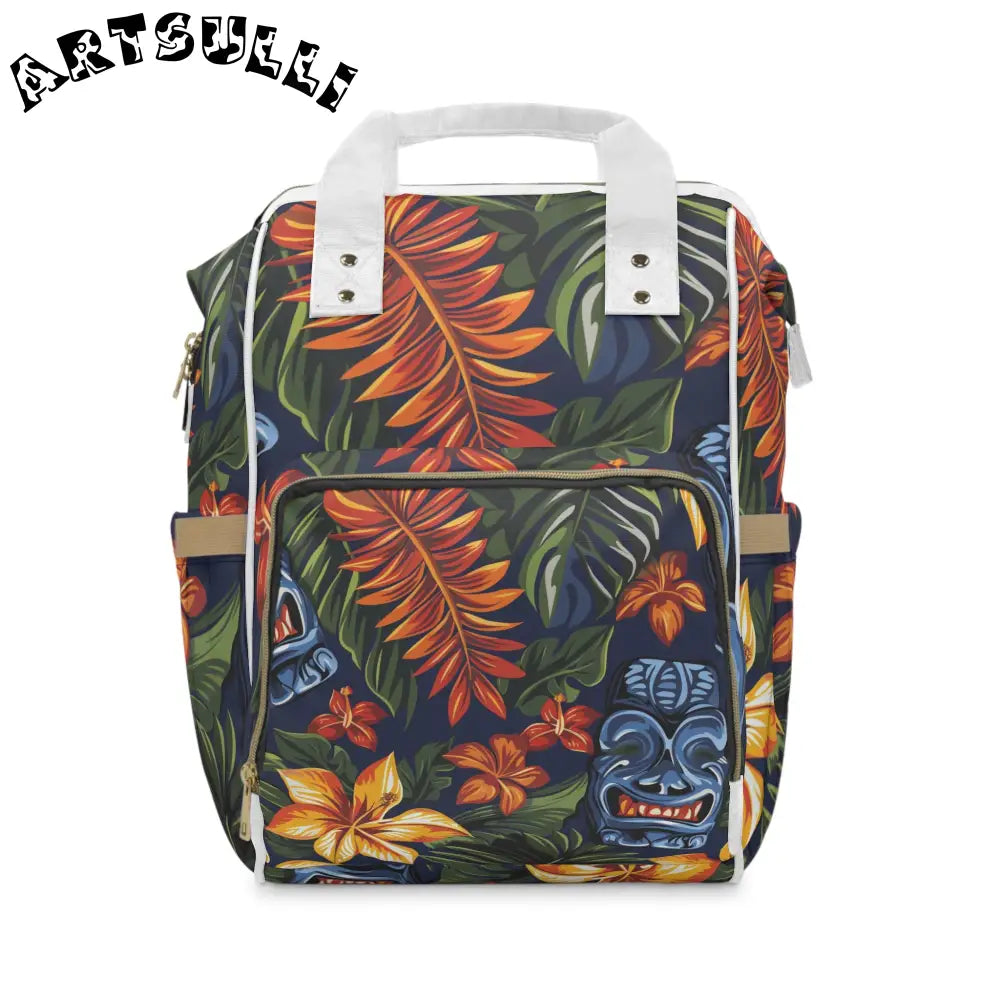 Navy Tropical Tiki Diaper Backpack, Artsulli - Art is Long, Life is Short, Bags, Size, 15.0" × 10.8" × 6.7'', , , , , 21439956037414886169