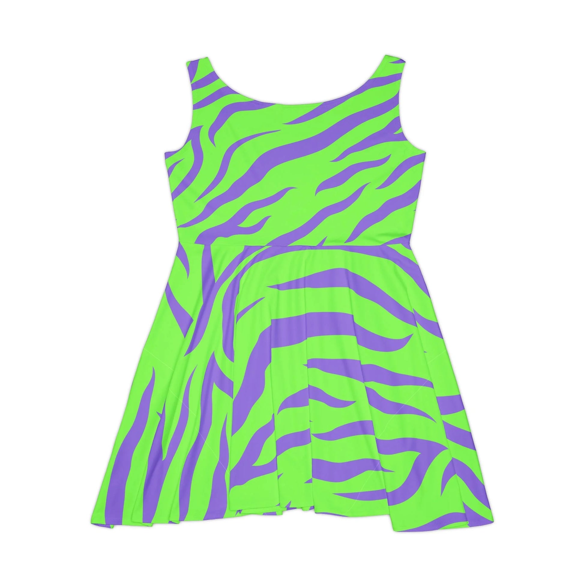 Neon Zebra Skater Dress Brings Unmatched Flair, Artsulli - Art is Long, Life is Short, All Over Prints, , , , , , , 