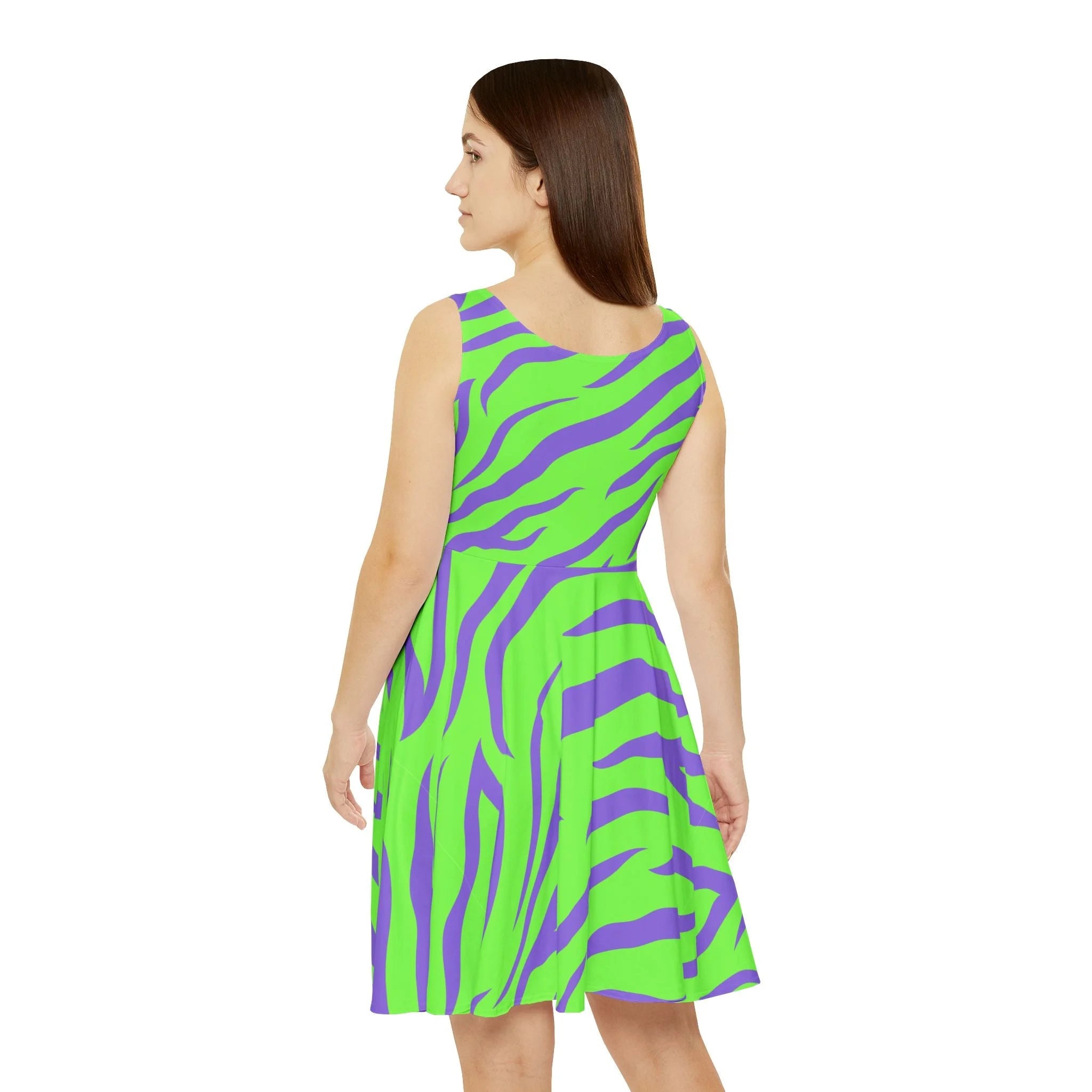 Neon Zebra Skater Dress Brings Unmatched Flair, Artsulli - Art is Long, Life is Short, All Over Prints, , , , , , , 
