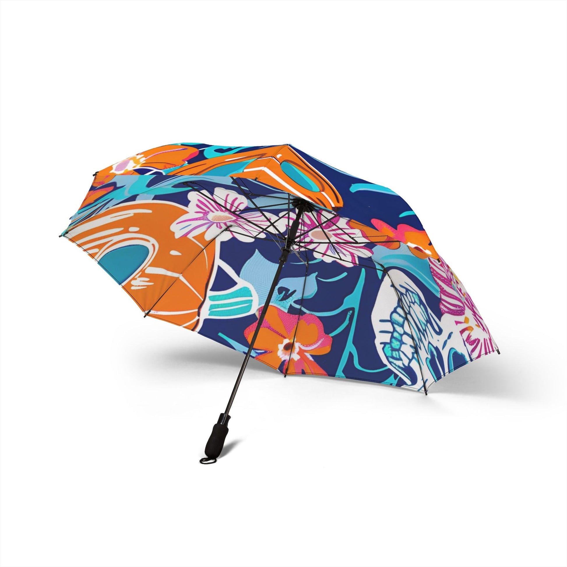 Night Sky Floral Skull Umbrella, Artsulli - Art is Long, Life is Short, Accessories, , , , , , , 