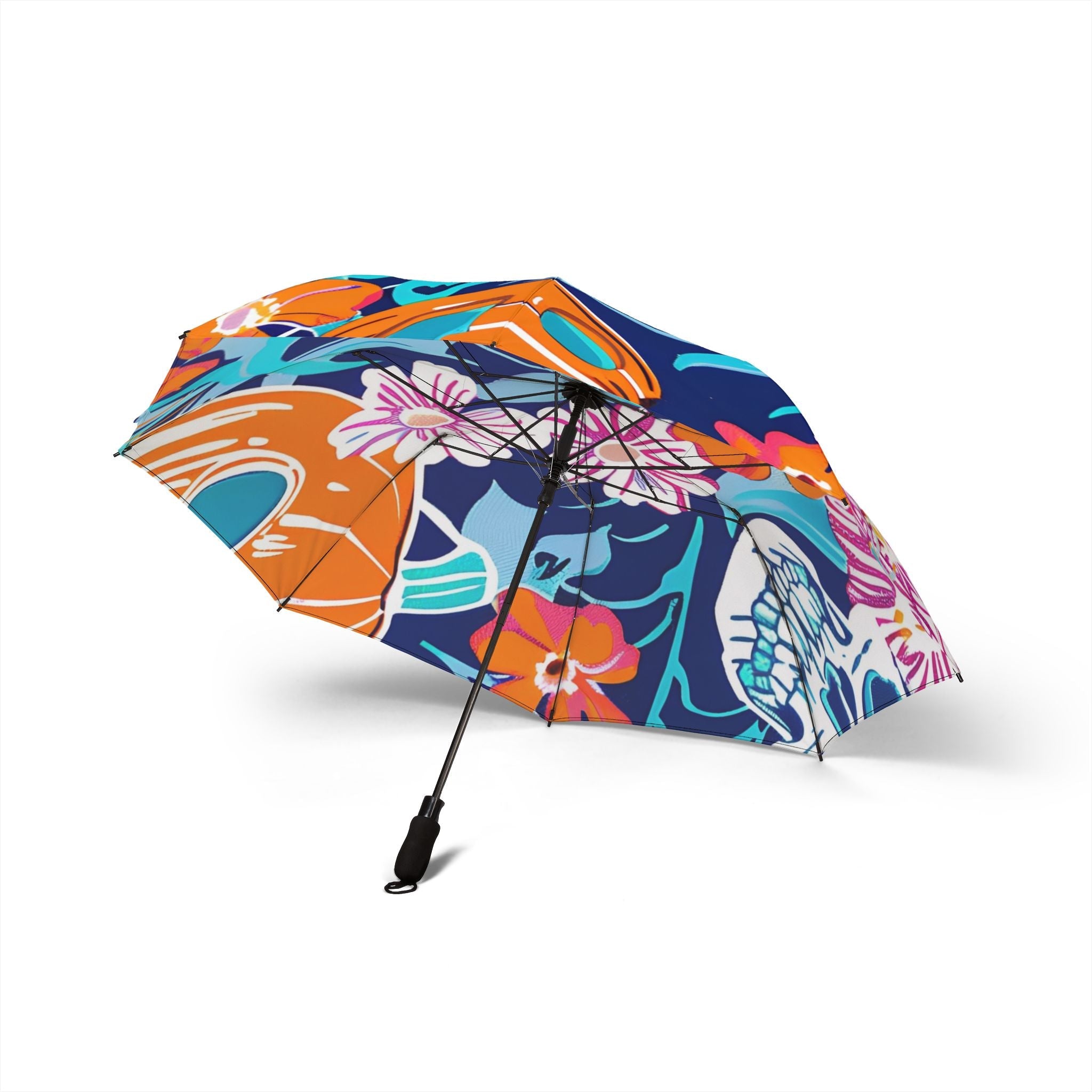Night Sky Floral Skull Umbrella, Artsulli - Art is Long, Life is Short, Accessories, , , , , , , 