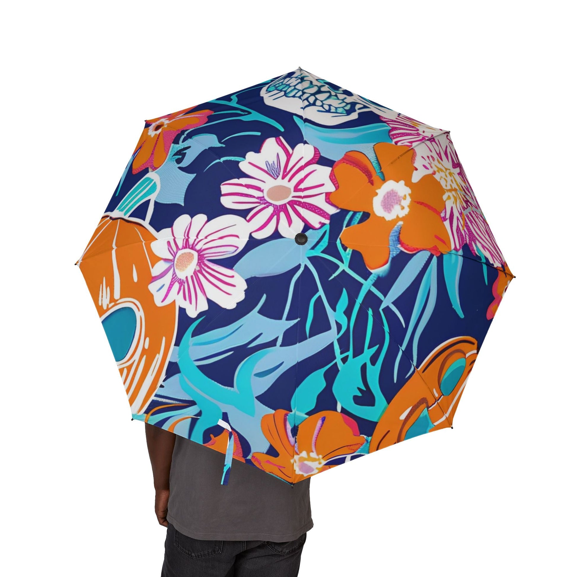 Night Sky Floral Skull Umbrella, Artsulli - Art is Long, Life is Short, Accessories, , , , , , , 