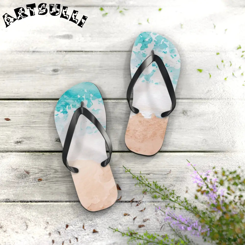 Ocean Wave Beach Flip Flops, Artsulli - Art is Long, Life is Short, Shoes, , , , , , , 