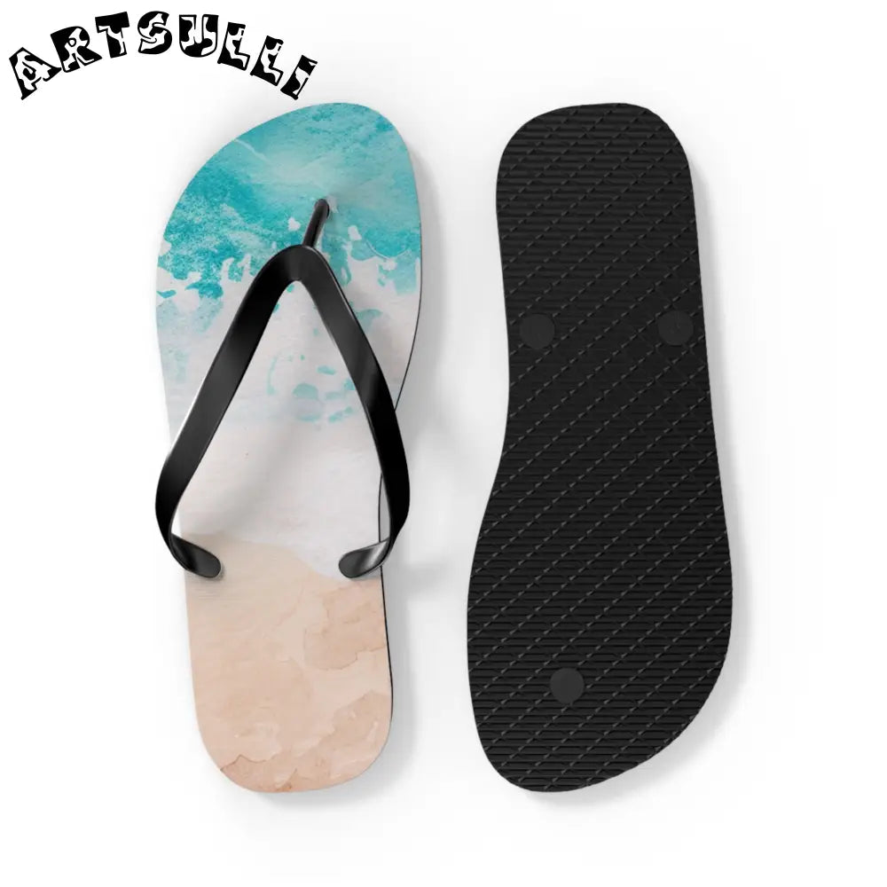 Ocean Wave Beach Flip Flops, Artsulli - Art is Long, Life is Short, Shoes, , , , , , , 