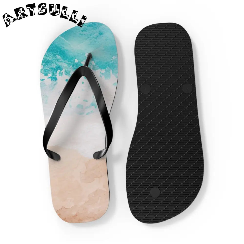 Ocean Wave Beach Flip Flops, Artsulli - Art is Long, Life is Short, Shoes, , , , , , , 