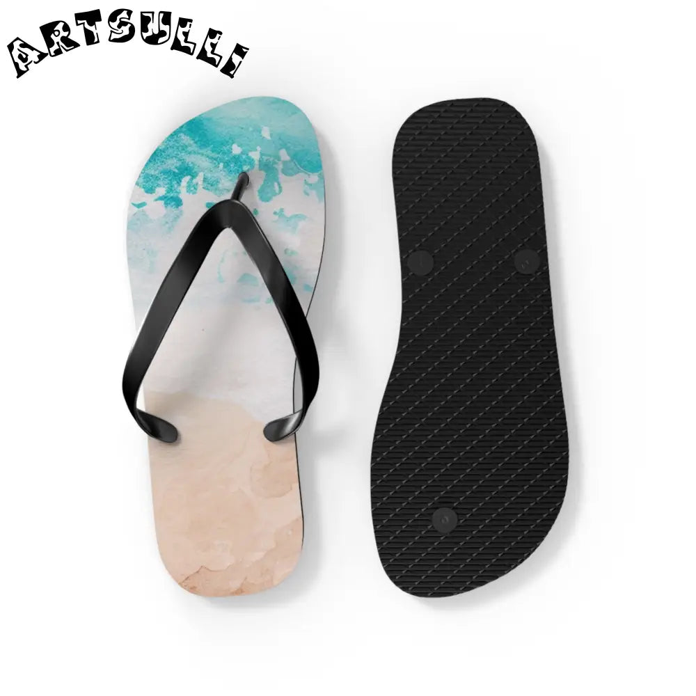 Ocean Wave Beach Flip Flops, Artsulli - Art is Long, Life is Short, Shoes, , , , , , , 
