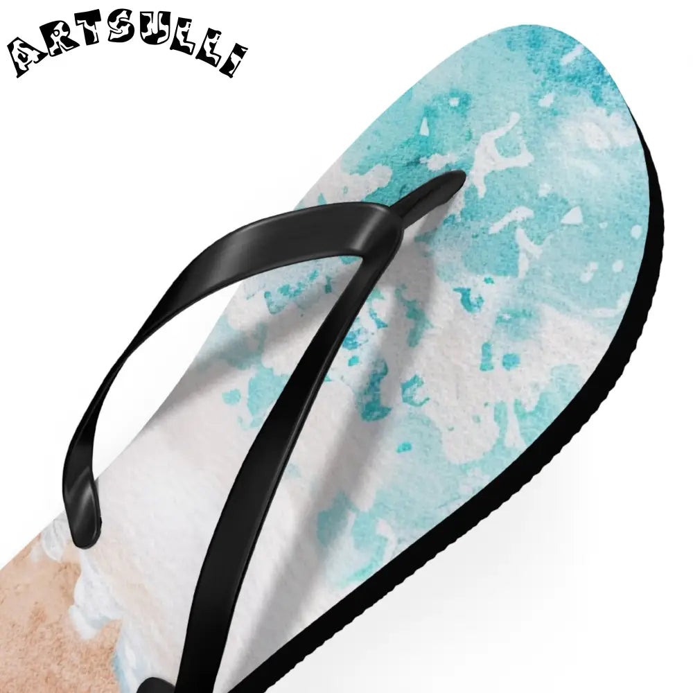 Ocean Wave Beach Flip Flops, Artsulli - Art is Long, Life is Short, Shoes, , , , , , , 