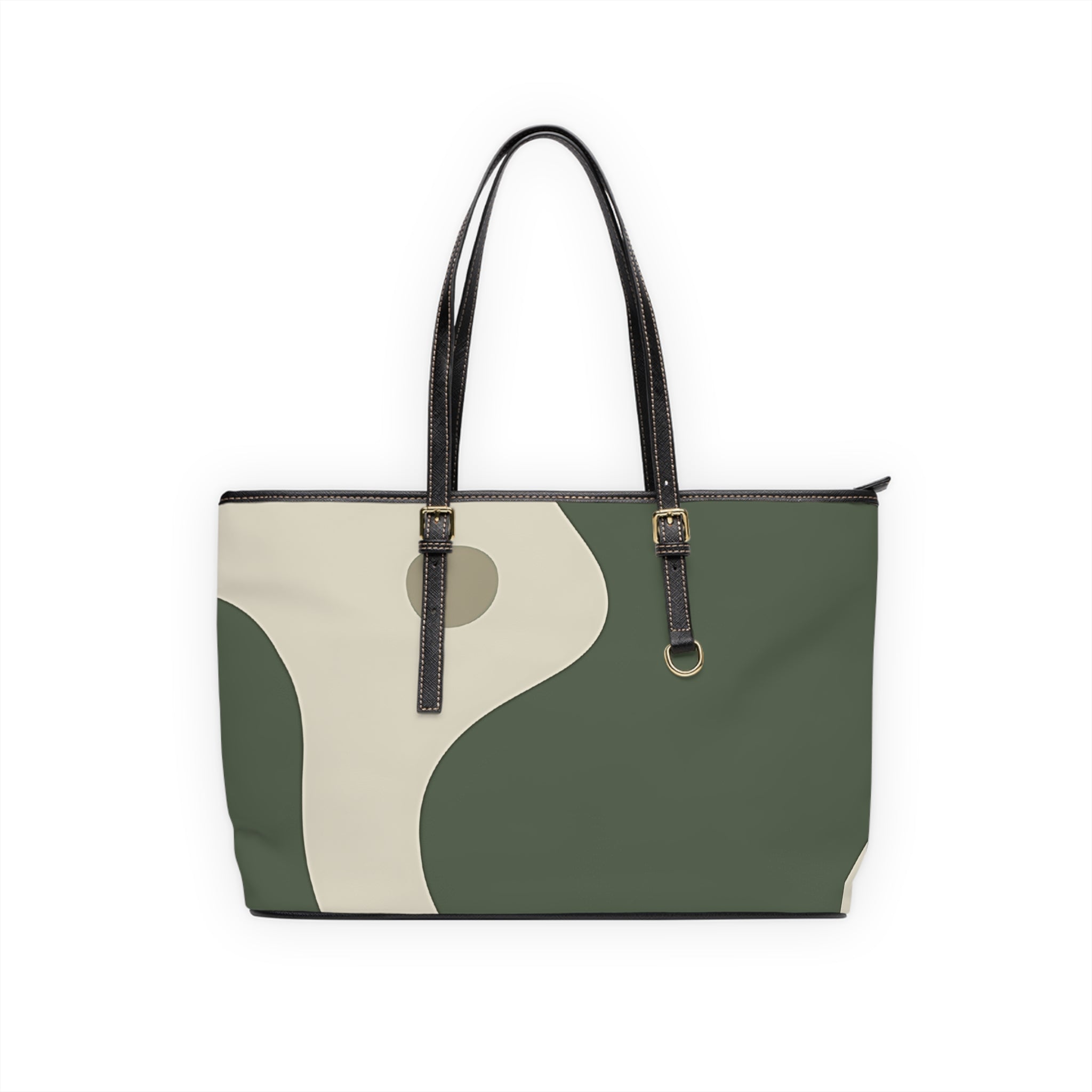 Olive Abstract Curve Shoulder Bag, Artsulli - Art is Long, Life is Short, Bags, Size, 17" x 11", Color, Black, , , 45804176100218250141