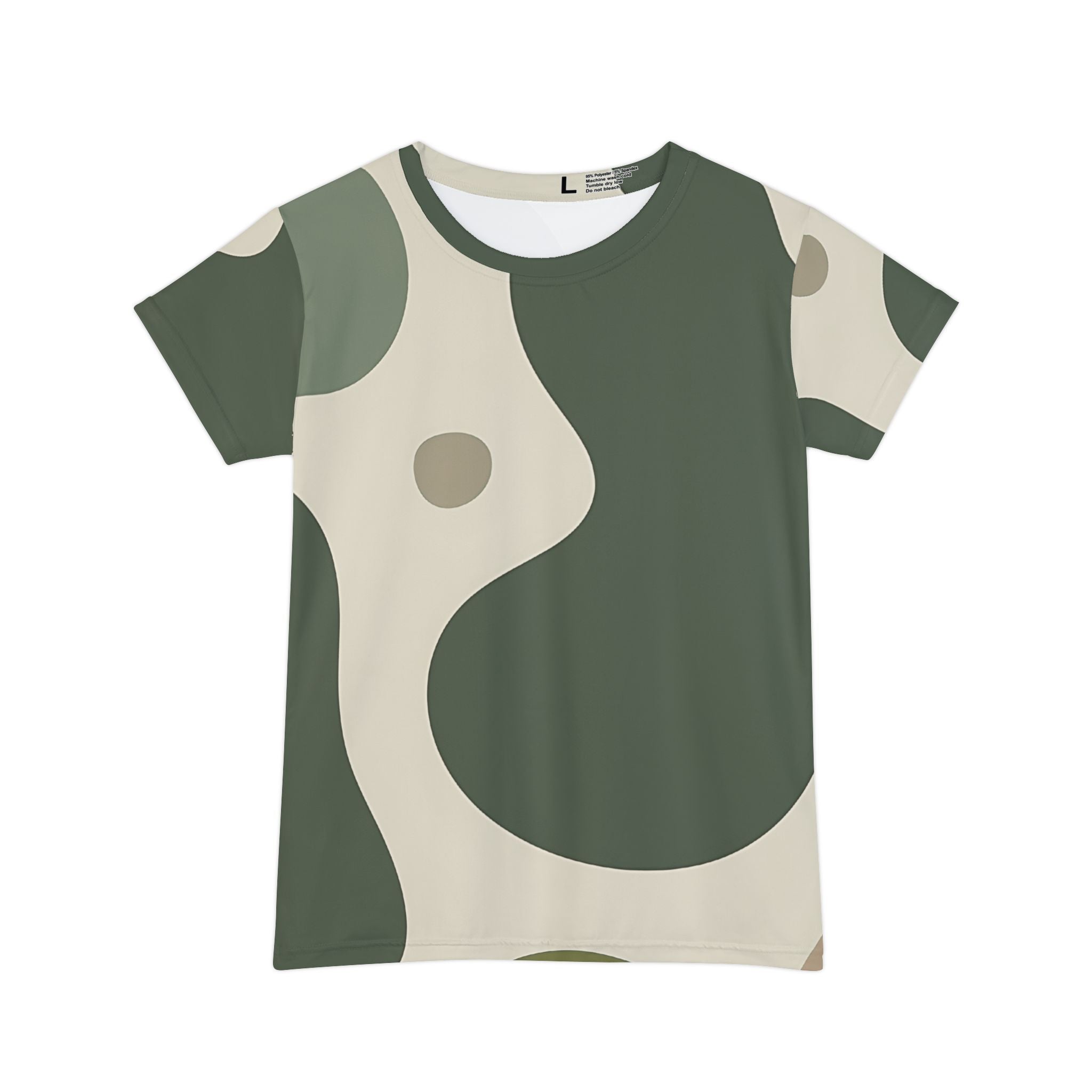 Olive Abstract Pattern T-Shirt, Artsulli - Art is Long, Life is Short, All Over Prints, Size, XS, , , , , 10698418093833547994