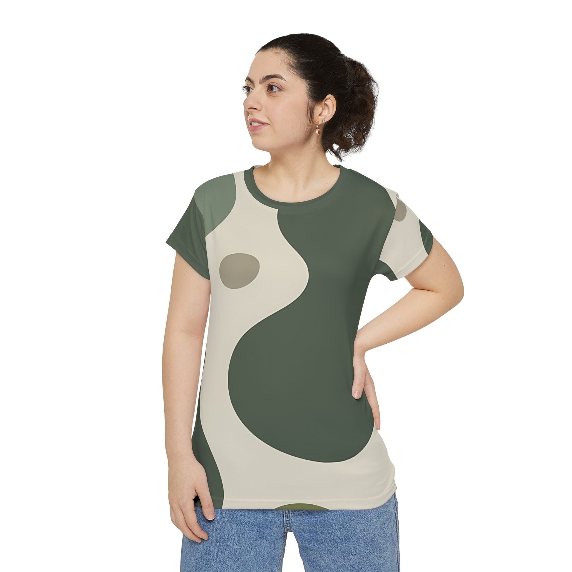 Olive Abstract Pattern T-Shirt, Artsulli - Art is Long, Life is Short, All Over Prints, , , , , , , 
