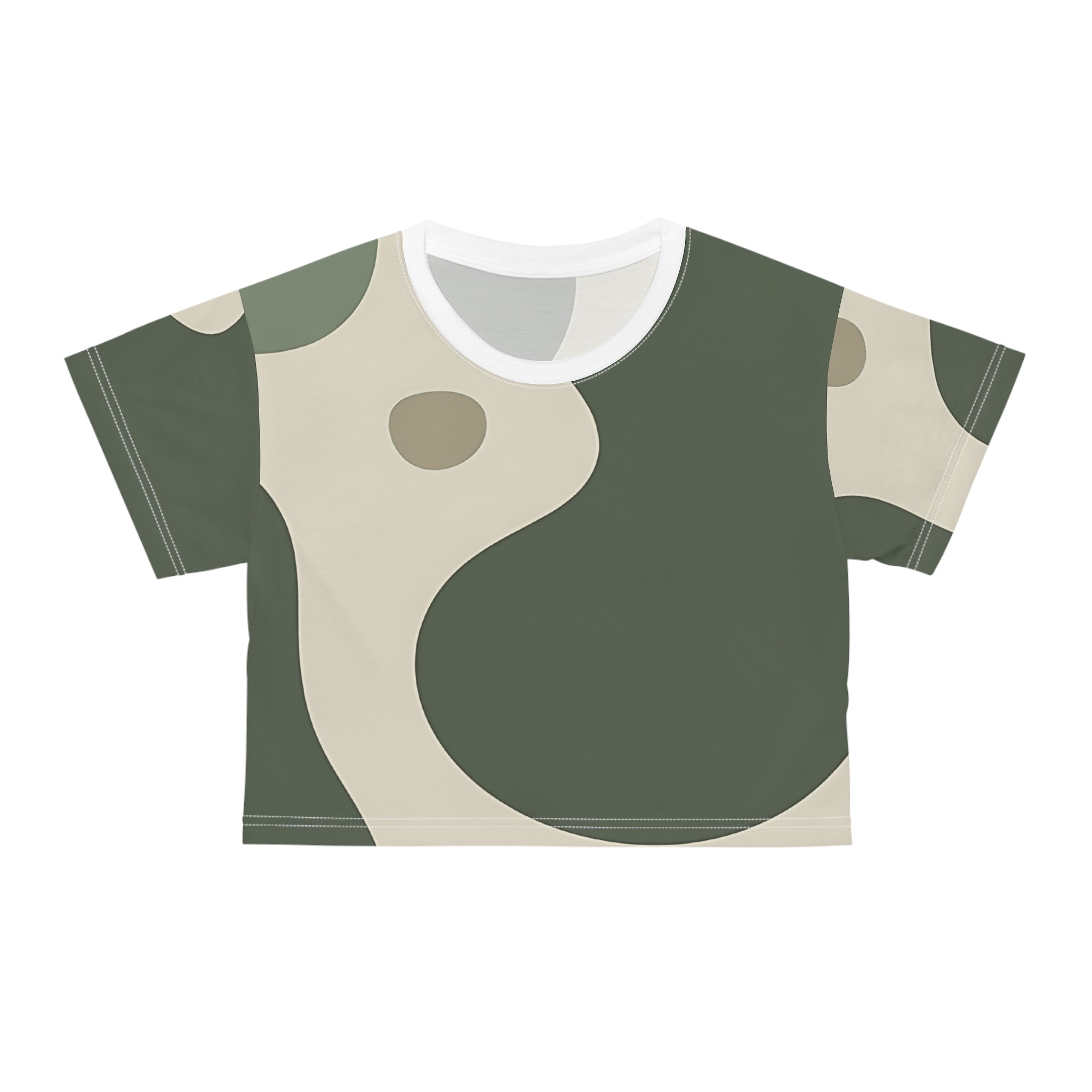 Printify Olive Abstract Yin Yang Crop Top 2025