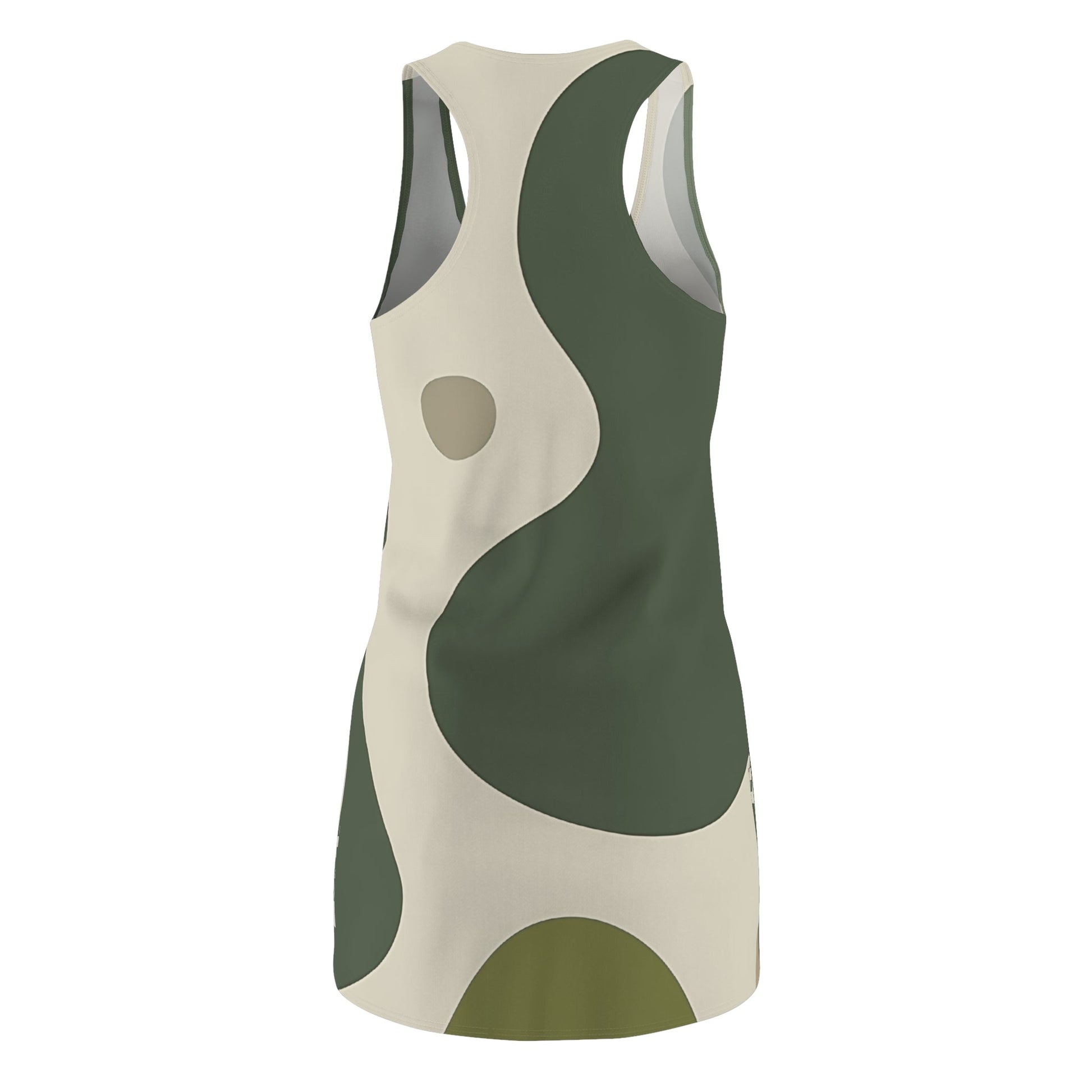 Olive and Beige Abstract Racerback Mini Dress, Artsulli - Art is Long, Life is Short, All Over Prints, , , , , , , 