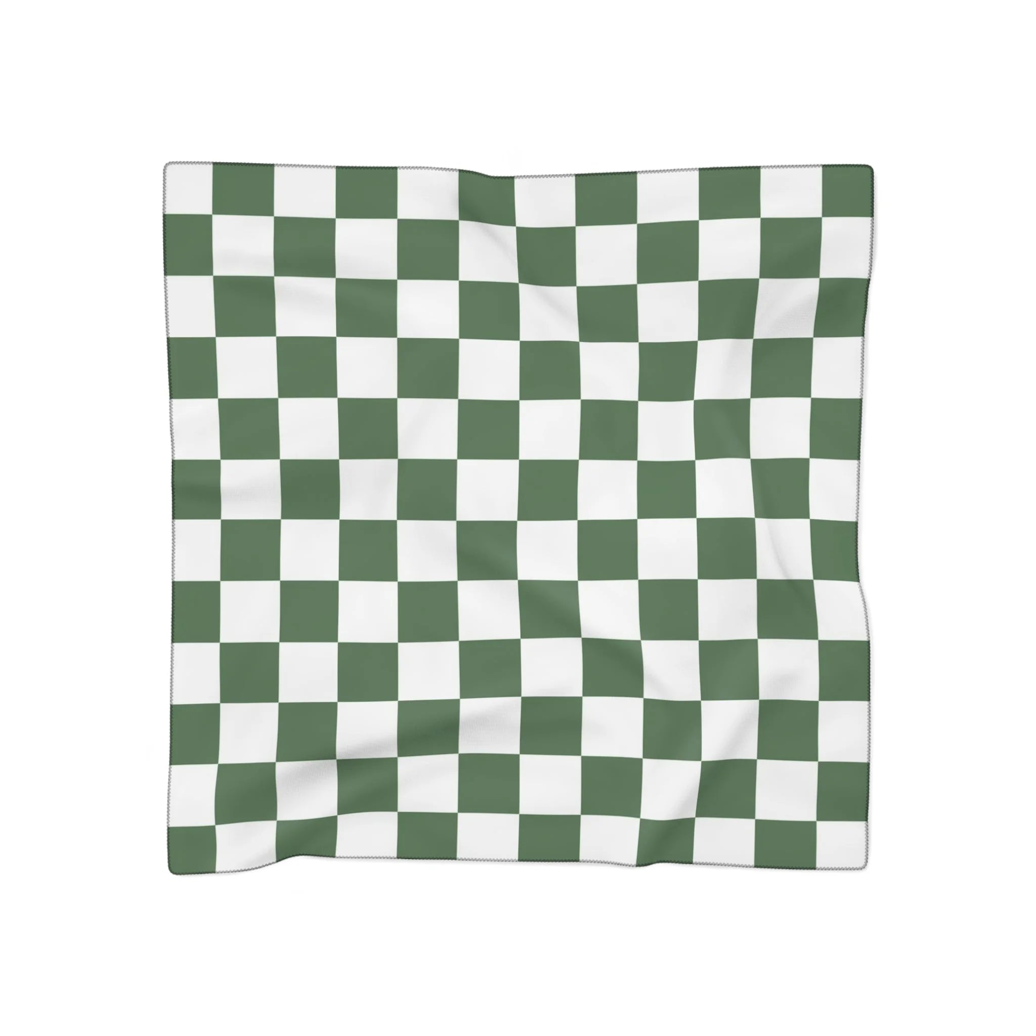 Olive Green Checkered Quality Poly Voile Sheer Scarf, Artsulli - Art is Long, Life is Short, Accessories, Color, Poly voile, Size, 25" × 25", , , 19572467406731460356