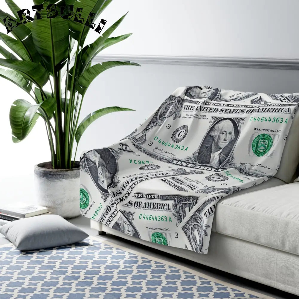 JAKKOUTTHEBXX One Dollar Bill Cozy Fleece Blanket 2025