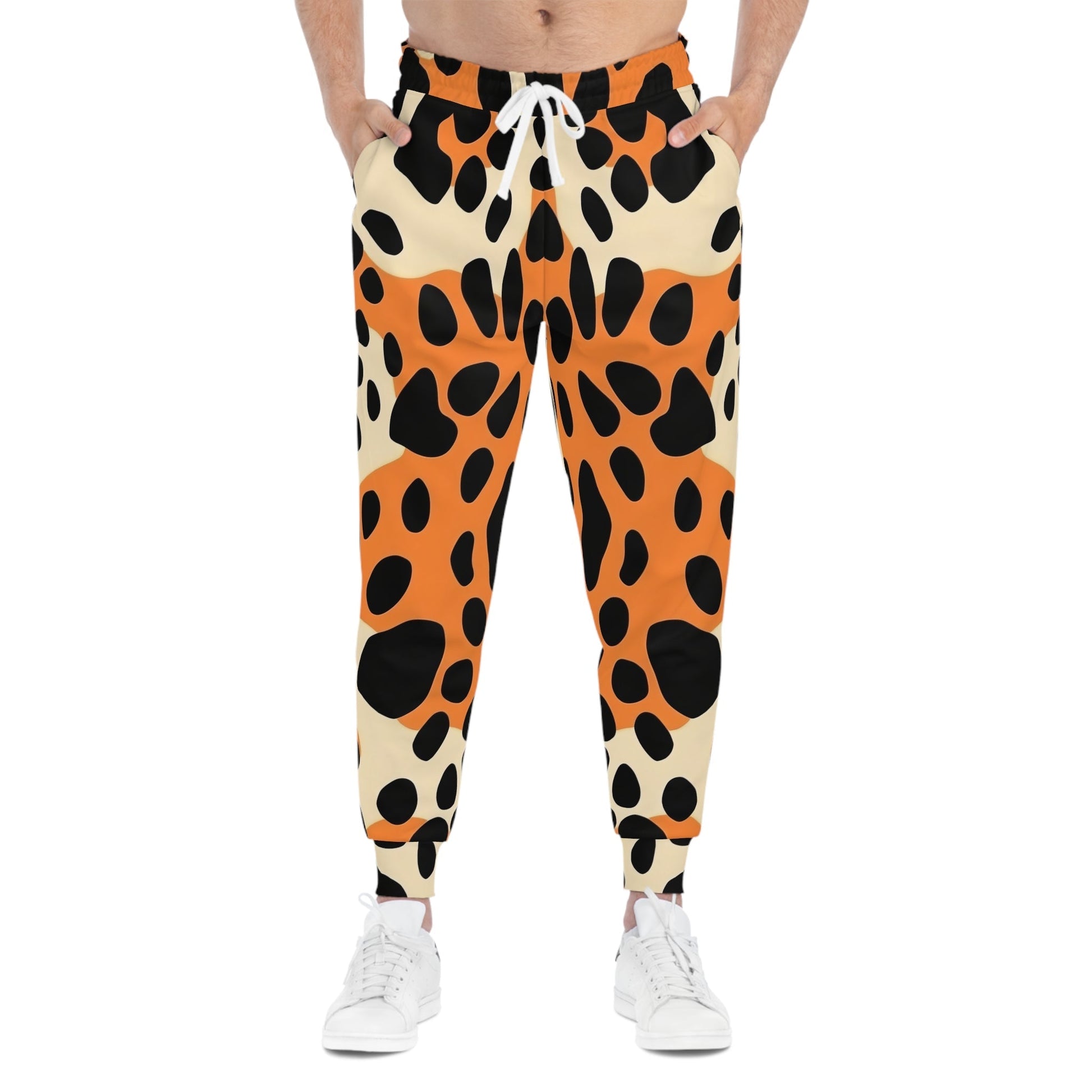 Orange and Black Leopard Print Joggers, Artsulli - Art is Long, Life is Short, All Over Prints, , , , , , , 