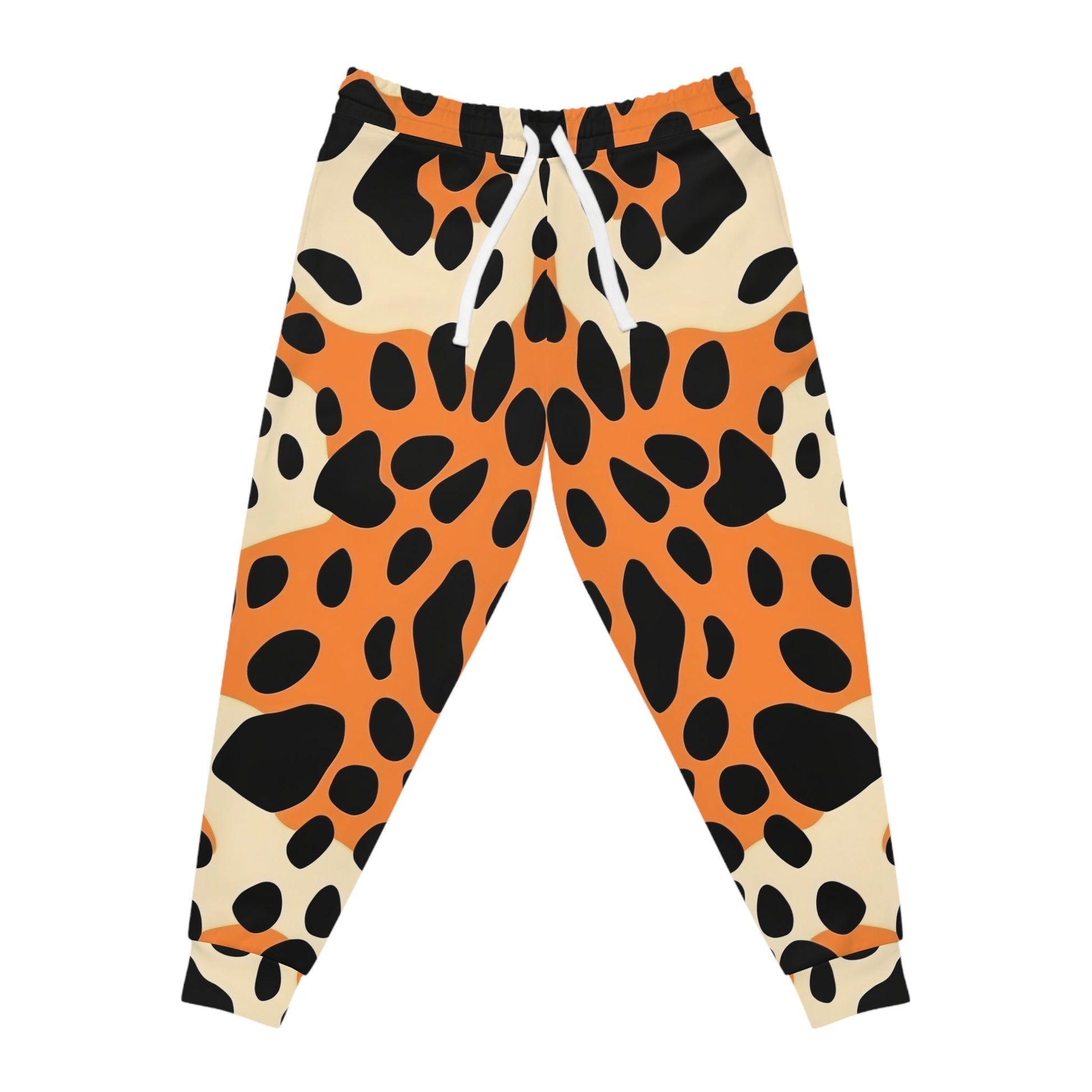 Orange and Black Leopard Print Joggers, Artsulli - Art is Long, Life is Short, All Over Prints, Size, S, Color, Seam thread color automatically matched to design, , , 27133486655815988821