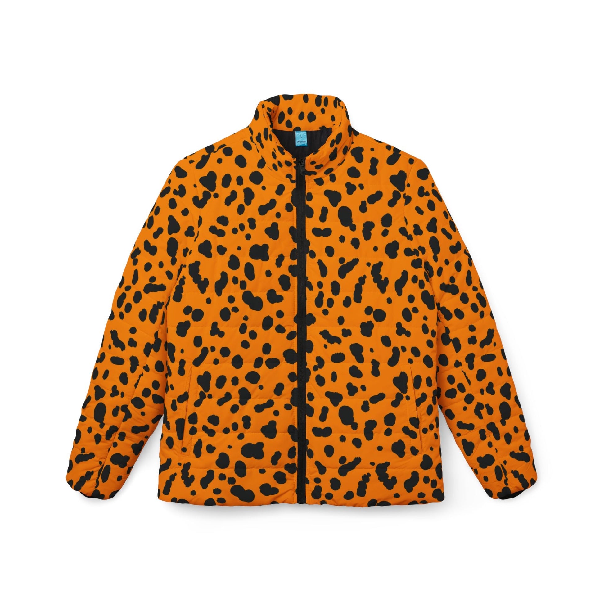 Orange and Black Spotted Puffer Jacket, Artsulli - Art is Long, Life is Short, All Over Prints, Size, XS, , , , , 84985412453096787063