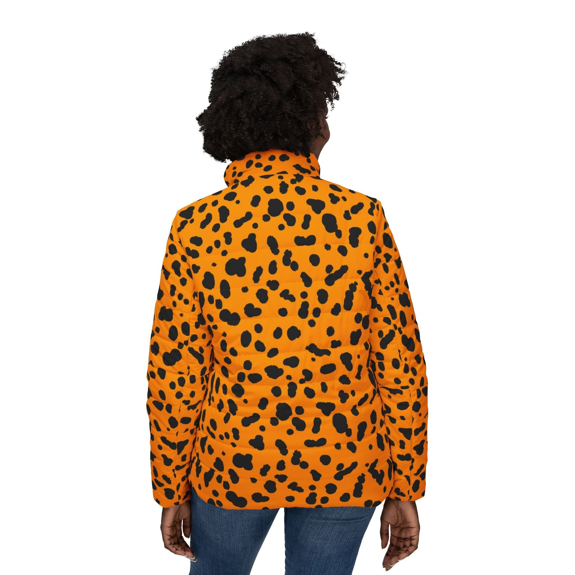 Orange and Black Spotted Puffer Jacket, Artsulli - Art is Long, Life is Short, All Over Prints, , , , , , , 