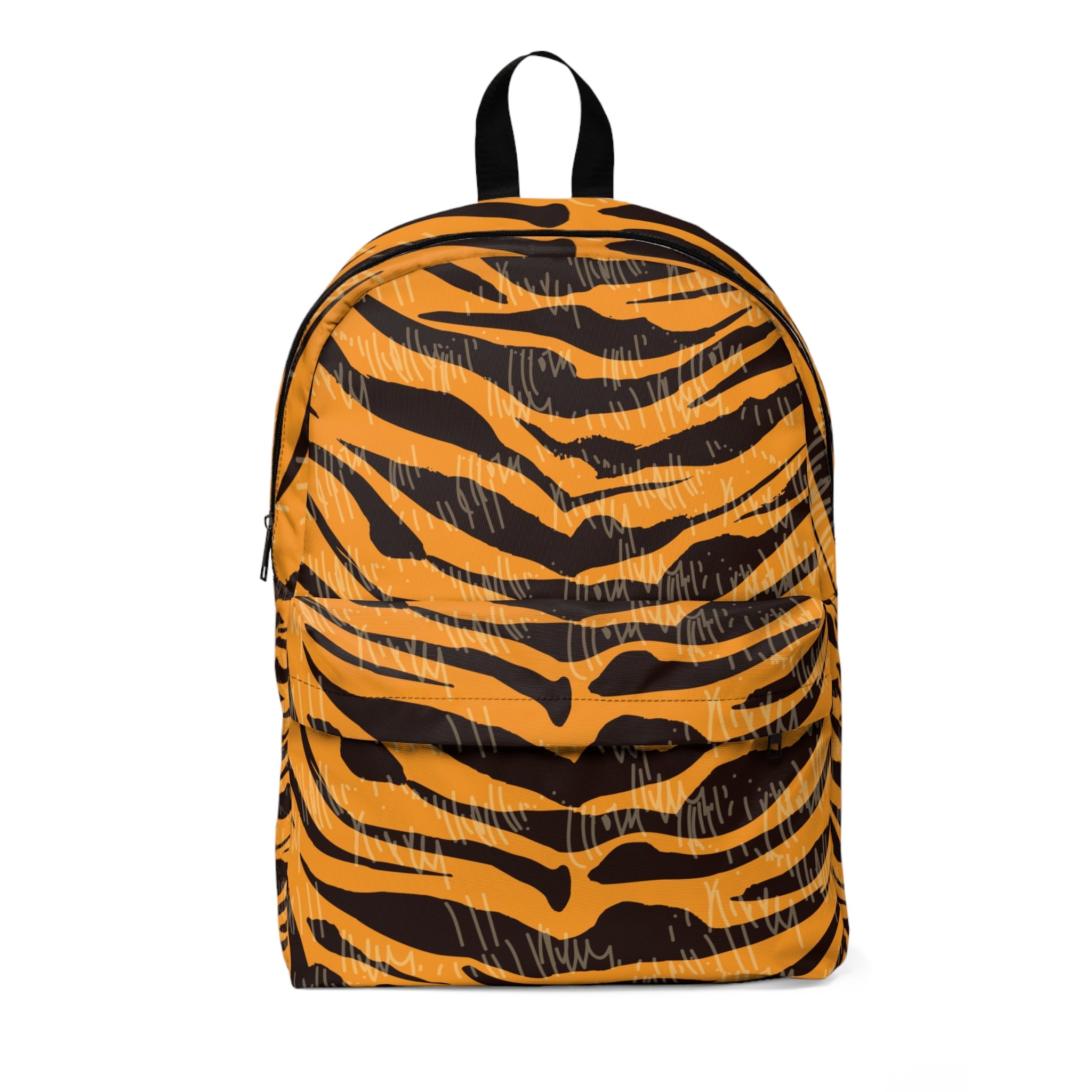 Orange and Black Tiger Print Backpack, Artsulli - Art is Long, Life is Short, Bags, Size, One size, , , , , 28384468138176252643