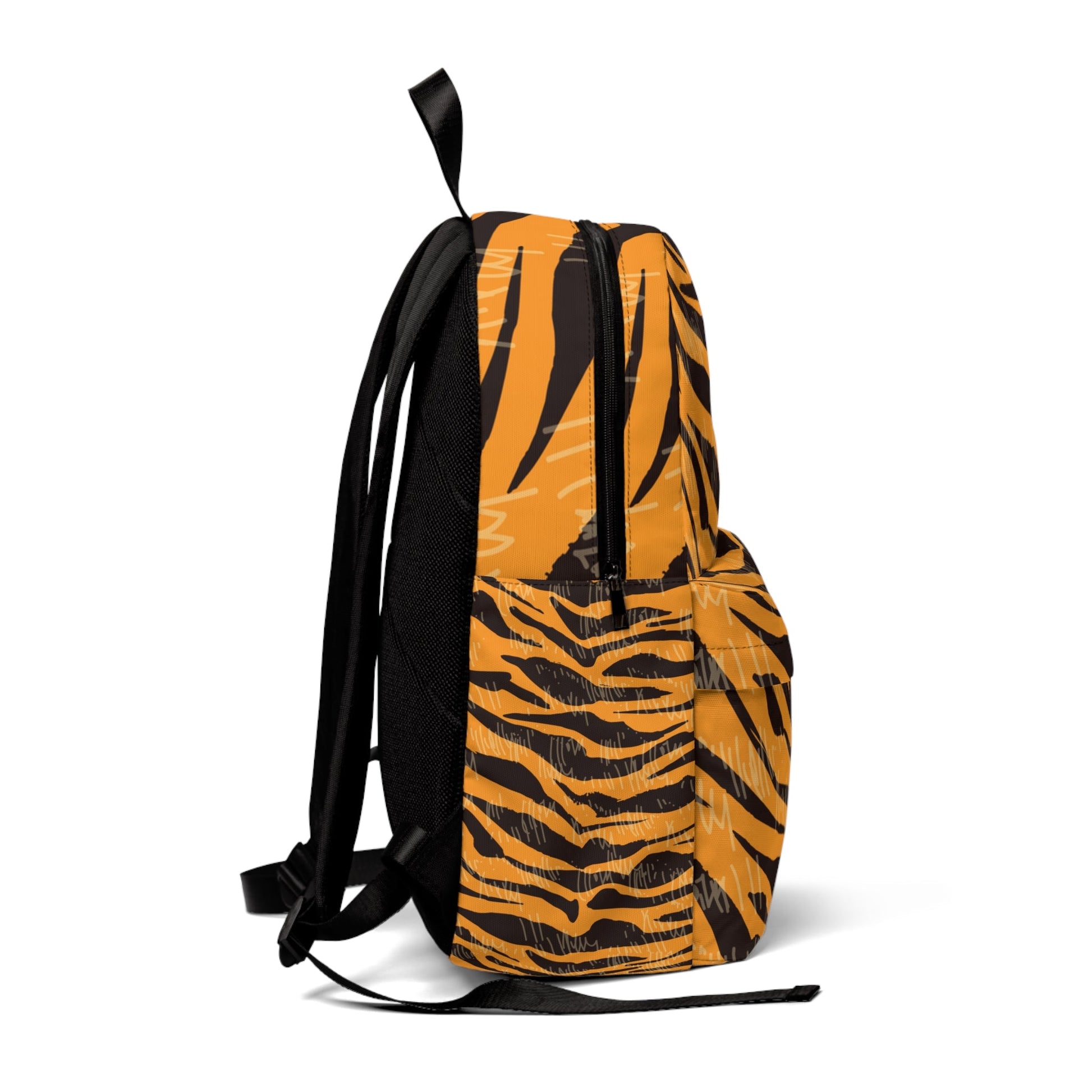 Orange and Black Tiger Print Backpack, Artsulli - Art is Long, Life is Short, Bags, , , , , , , 