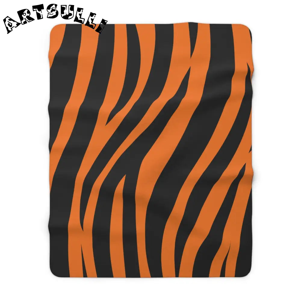 JAKKOUTTHEBXX Orange and Black Tiger Stripe Fleece Blanket 2025