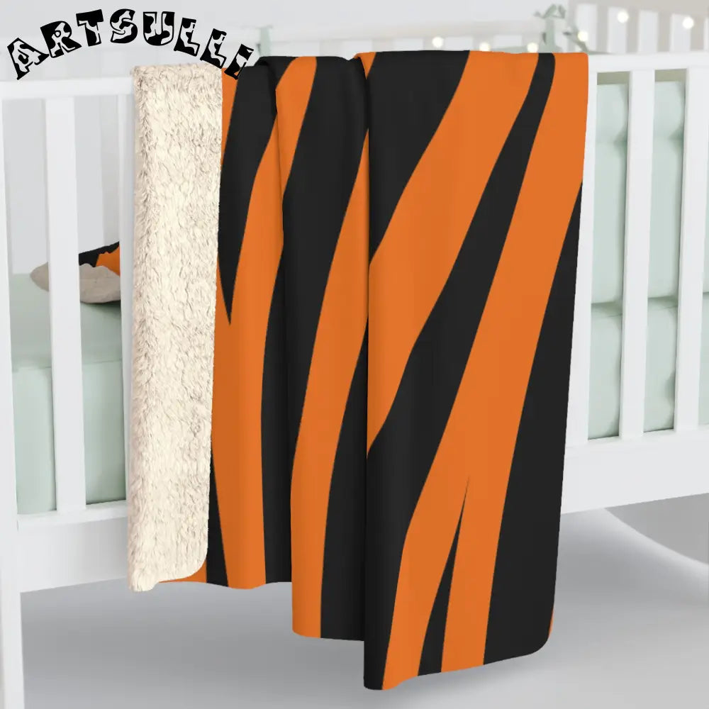 JAKKOUTTHEBXX Orange and Black Tiger Stripe Fleece Blanket 2025