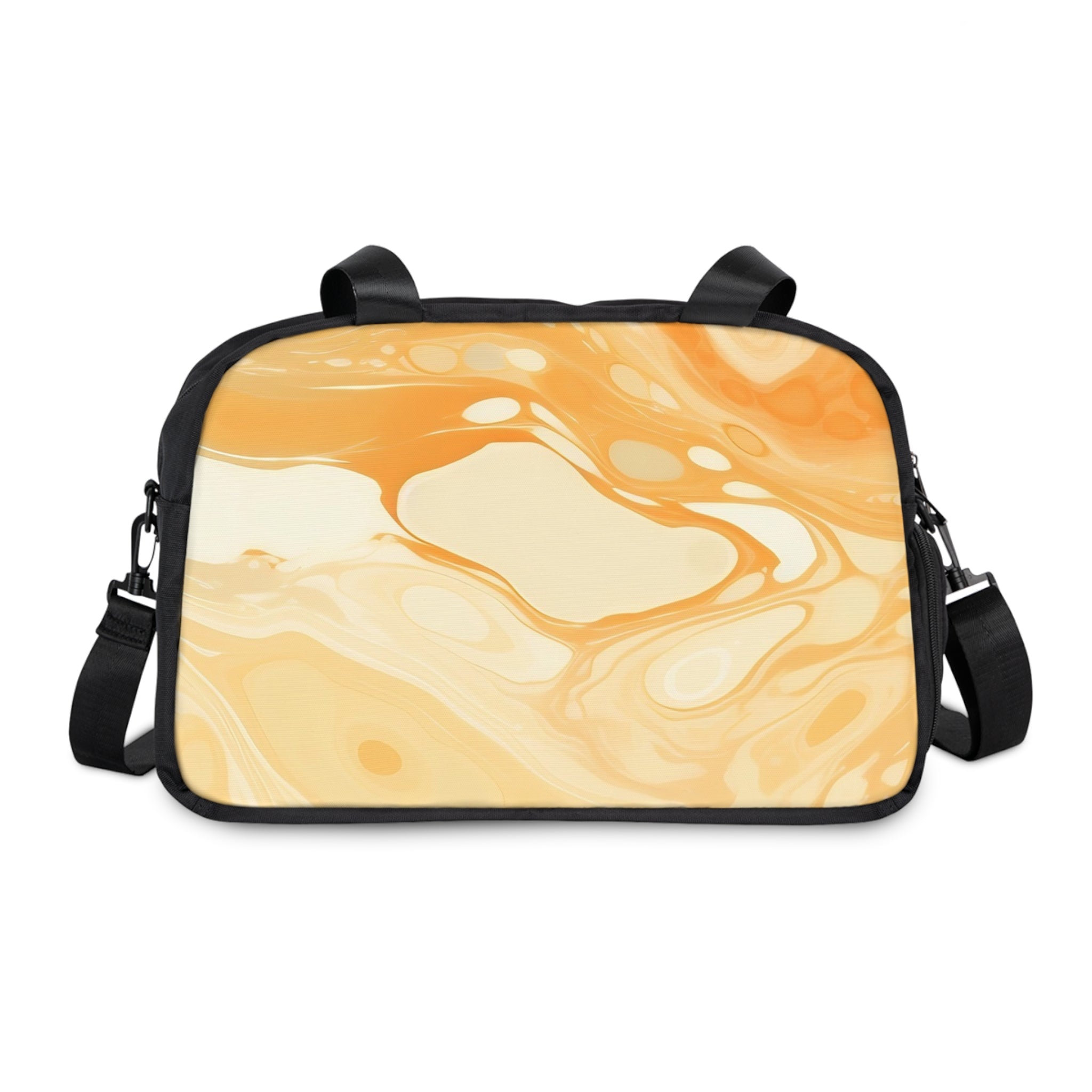 Orange and Cream Abstract Fitness Handbag, Artsulli - Art is Long, Life is Short, Bags, Size, 12.4" x 13.3", Color, Black, , , 25266115341644924395