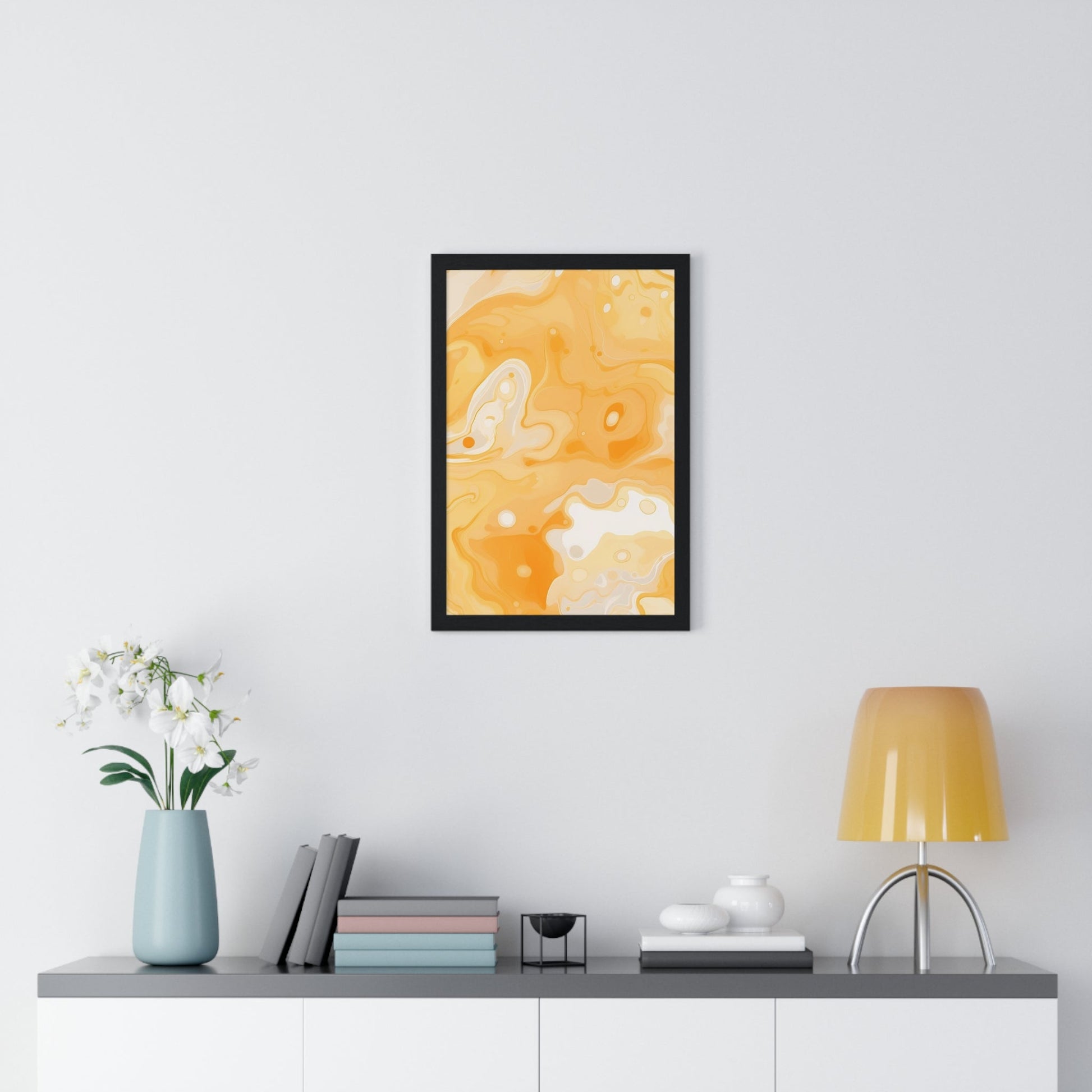 Printify Orange and Cream Abstract Framed Art Print 2025