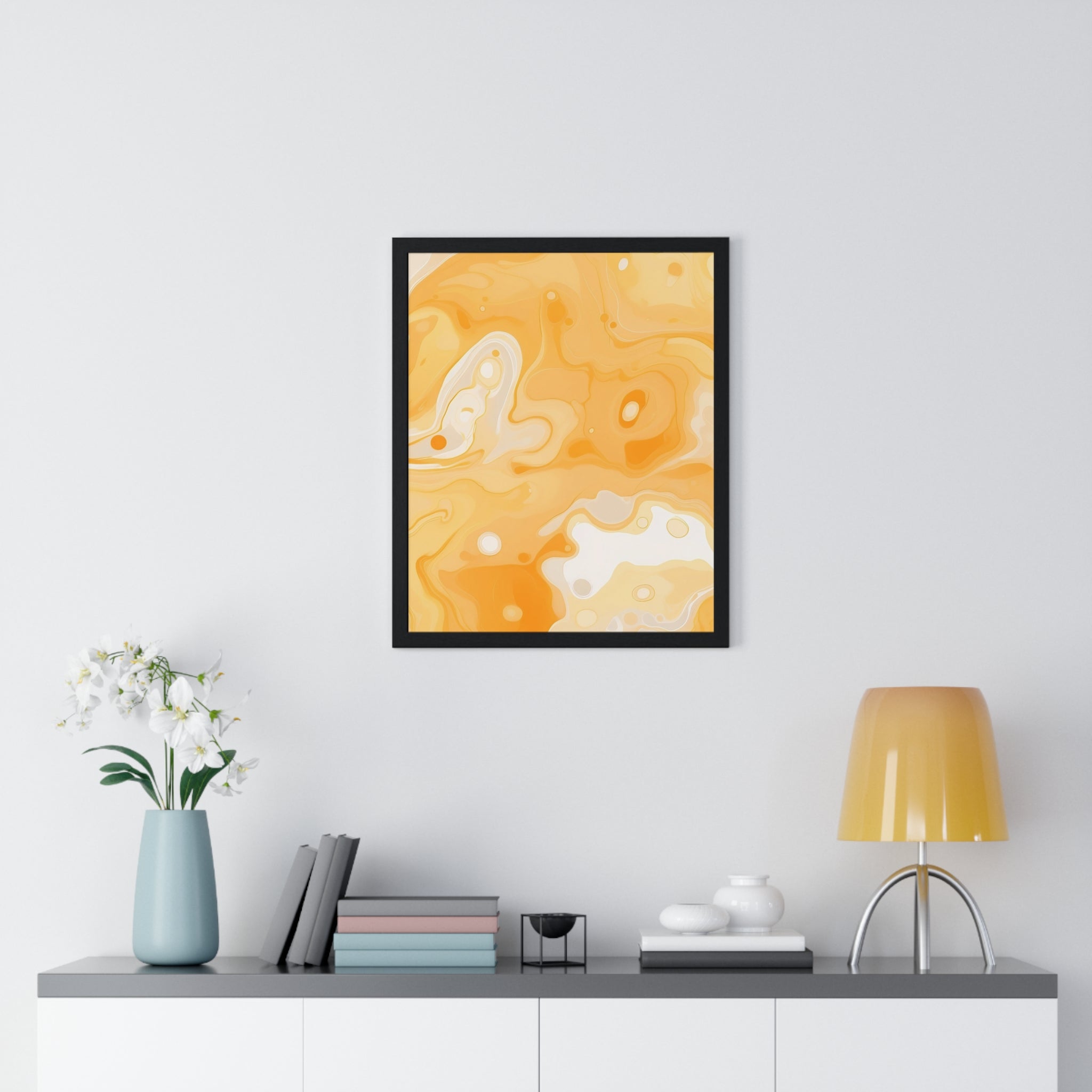 Printify Orange and Cream Abstract Framed Art Print 2025