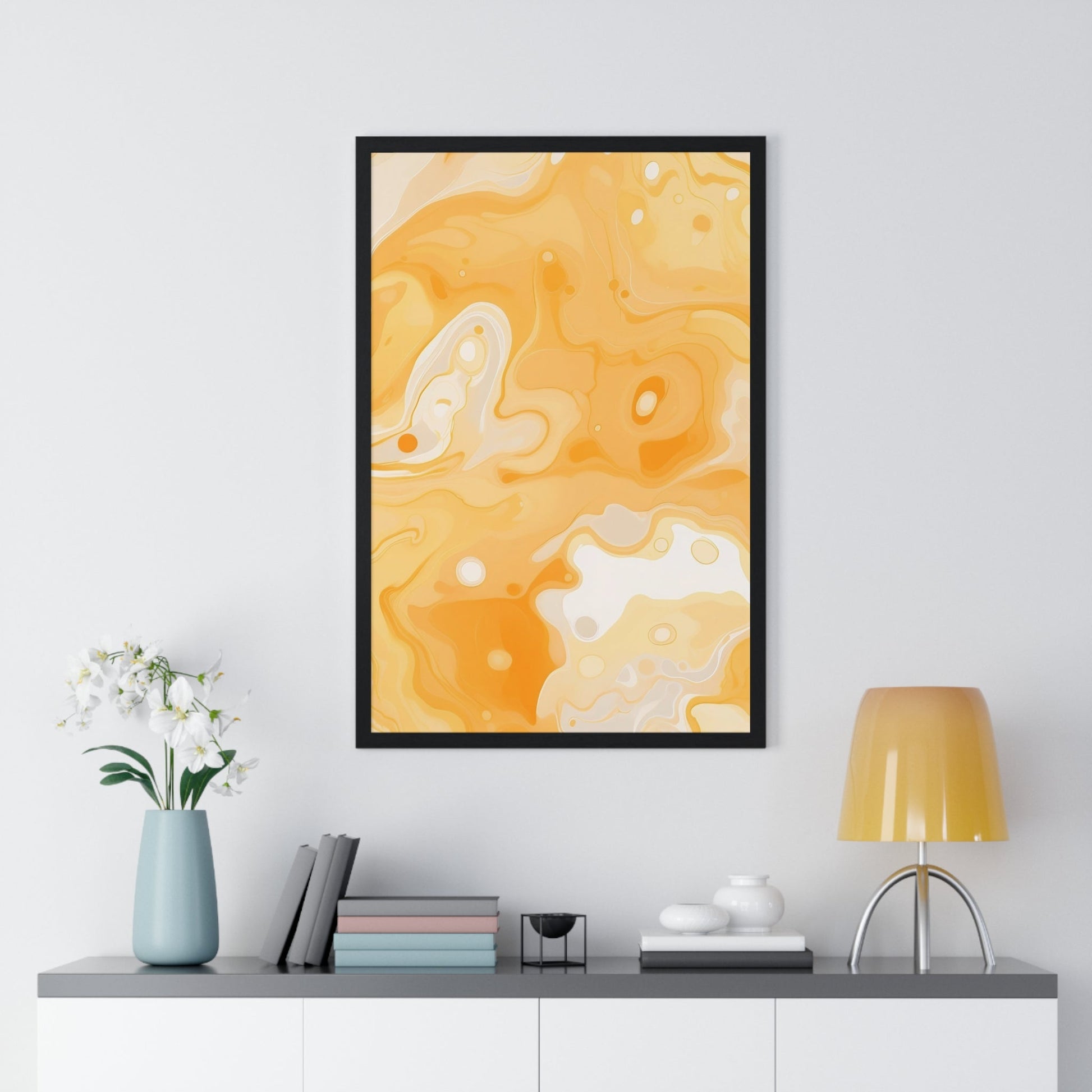 Printify Orange and Cream Abstract Framed Art Print 2025