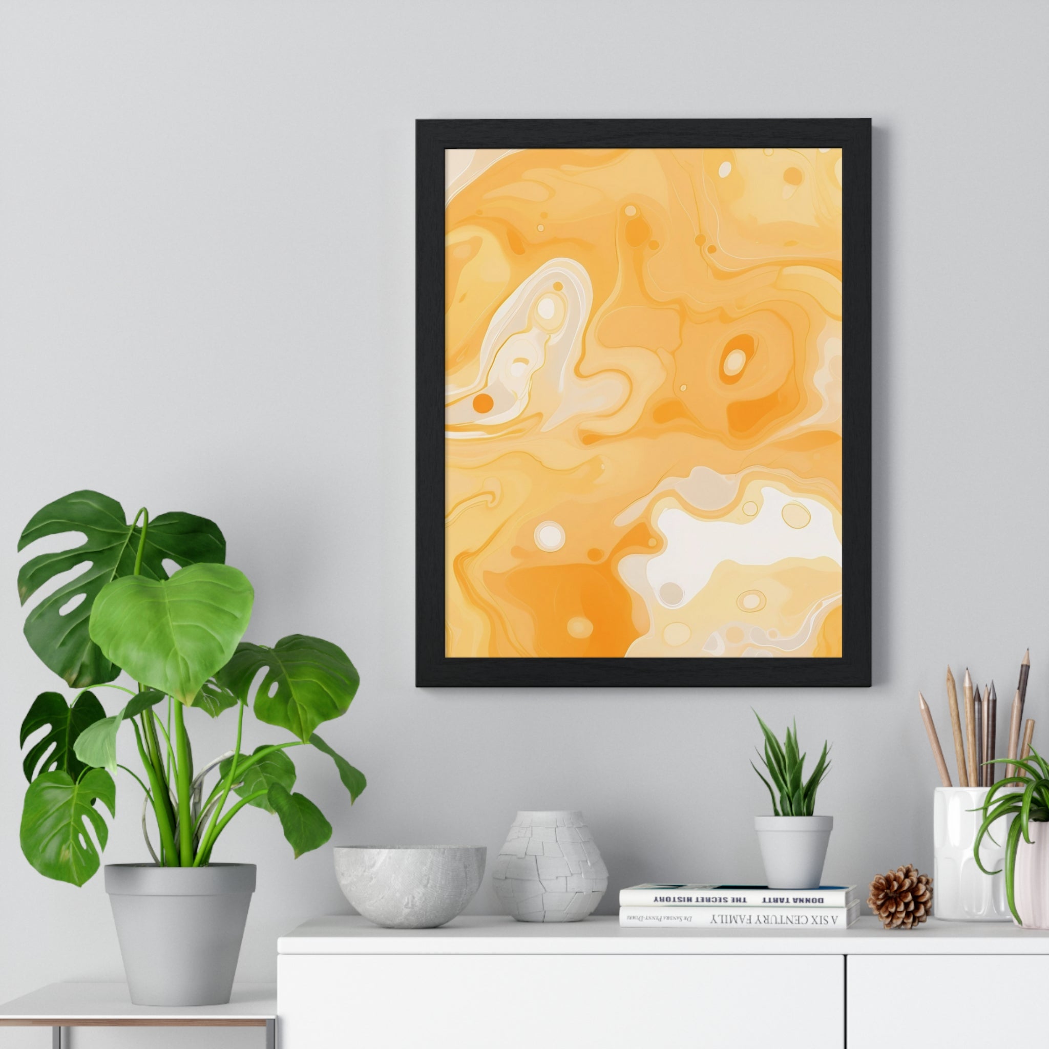 Printify Orange and Cream Abstract Framed Art Print 2025