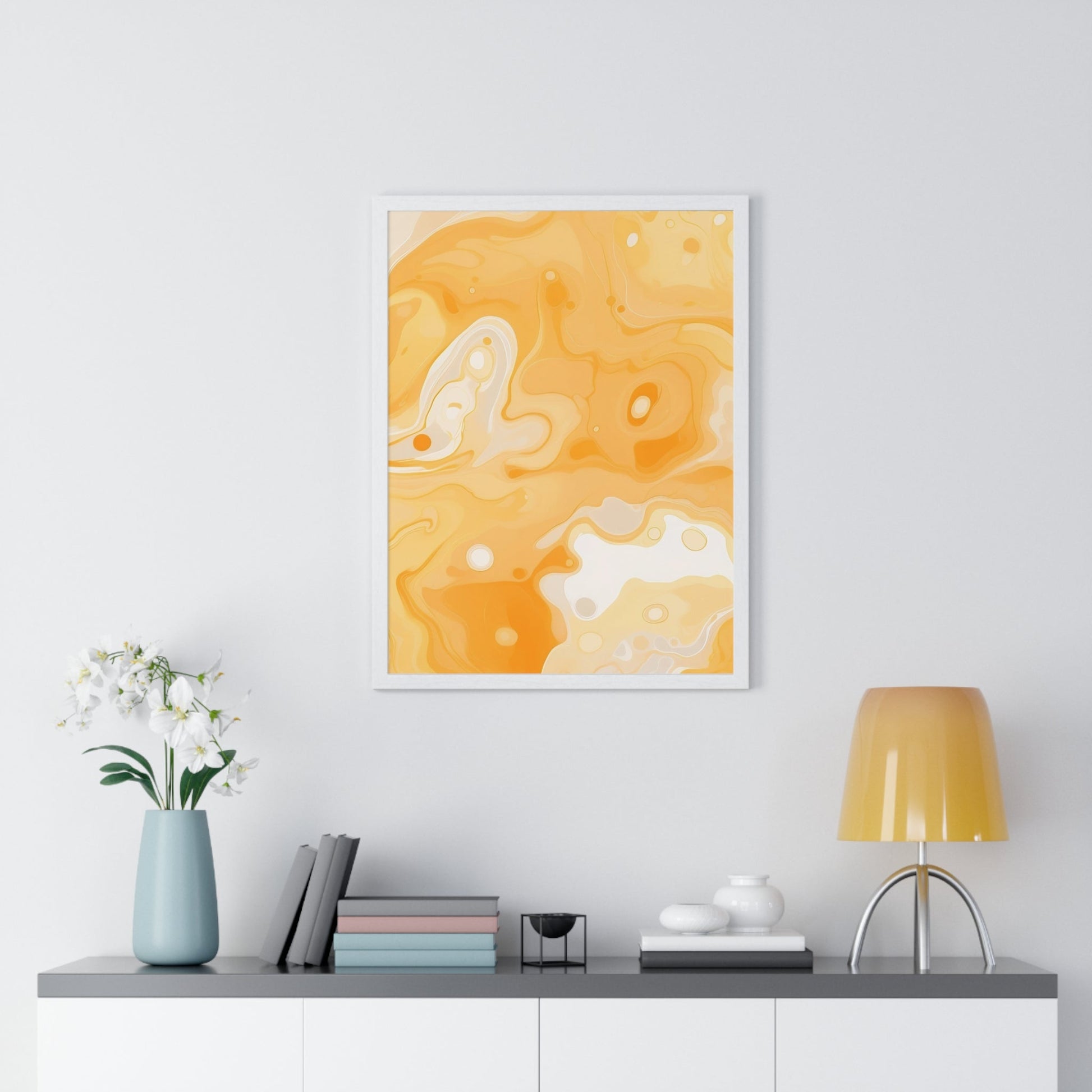 Printify Orange and Cream Abstract Framed Art Print 2025