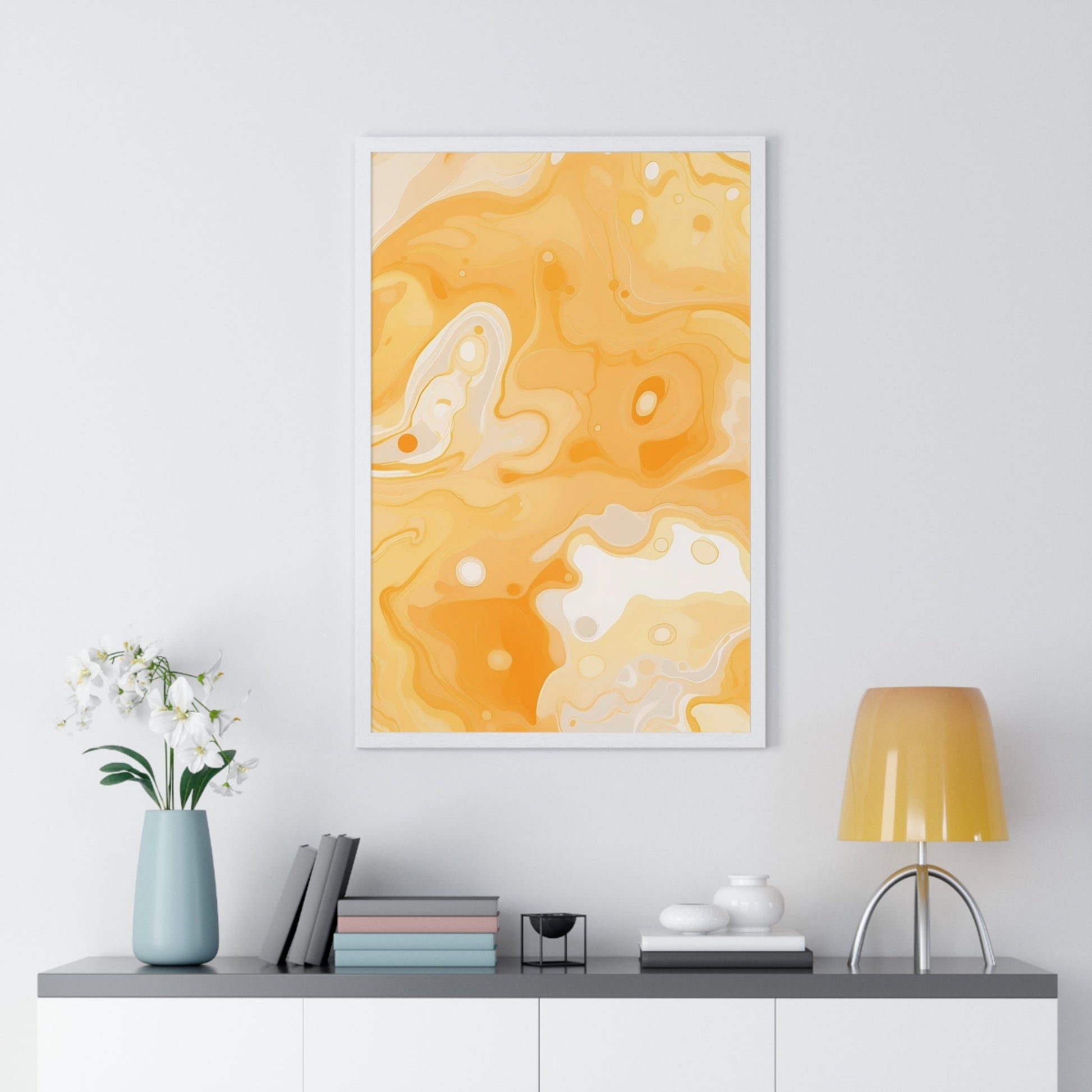 Printify Orange and Cream Abstract Framed Art Print 2025