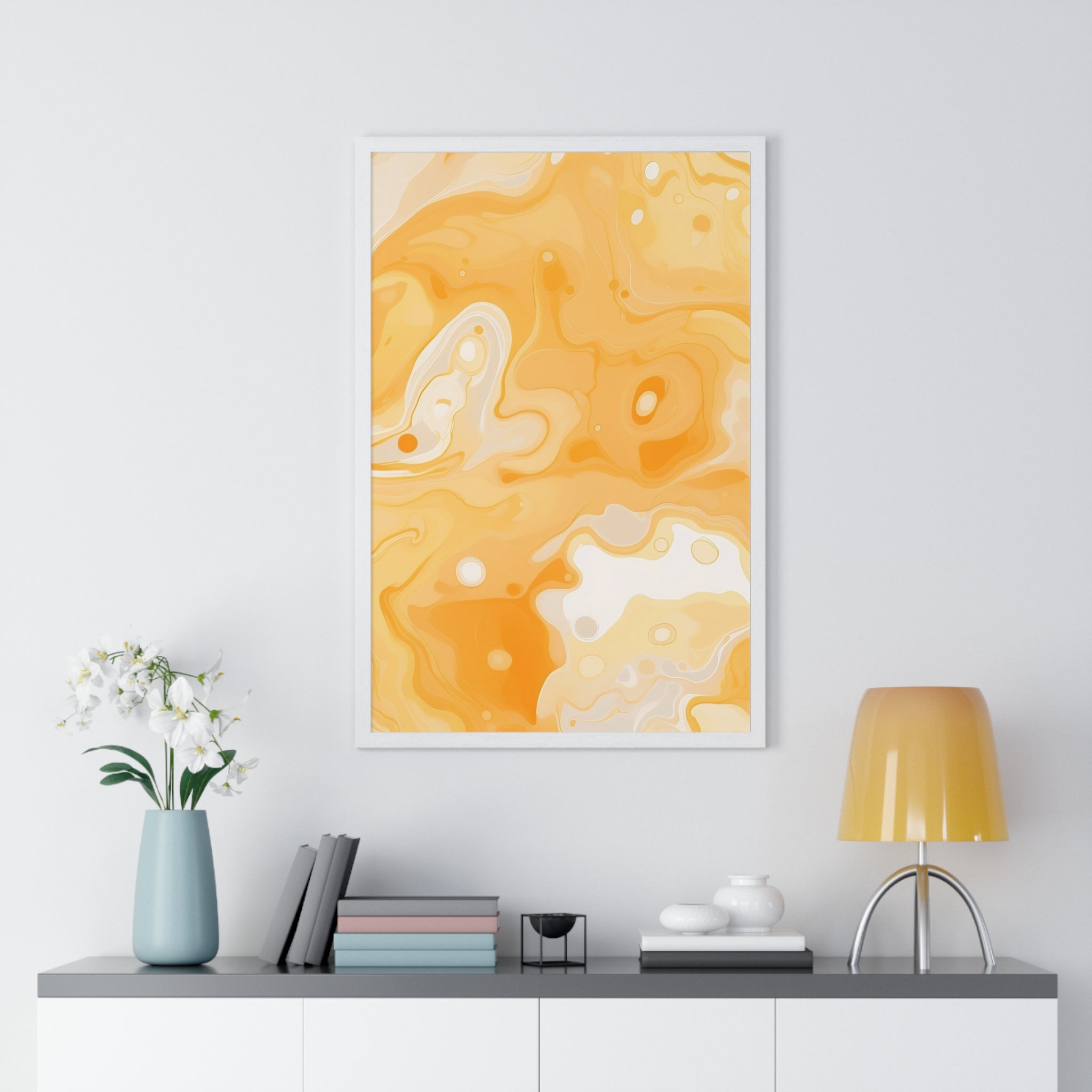 Printify Orange and Cream Abstract Framed Art Print 2025
